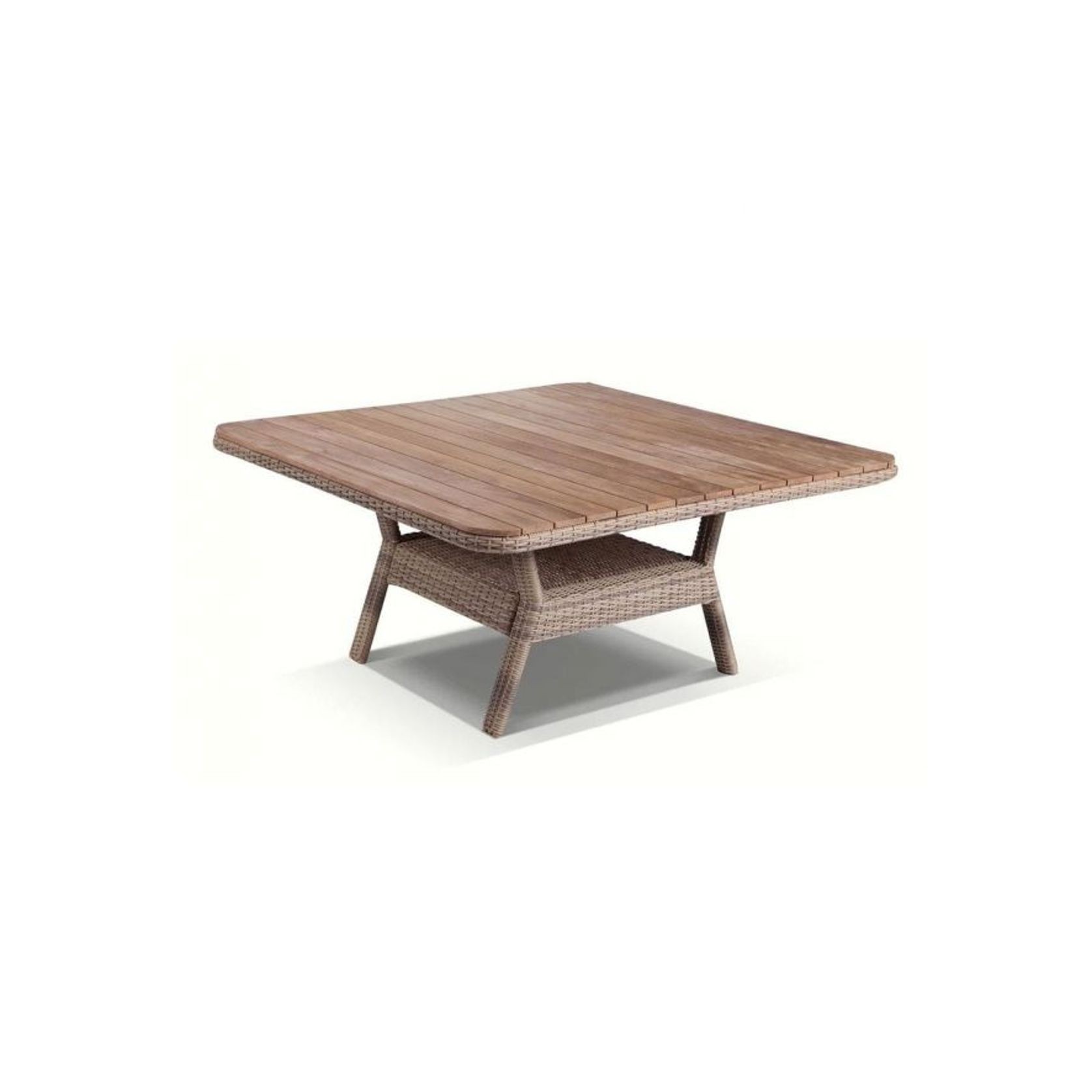 Low Dining 1.2M Square Outdoor Wicker Teak Top Table gallery detail image