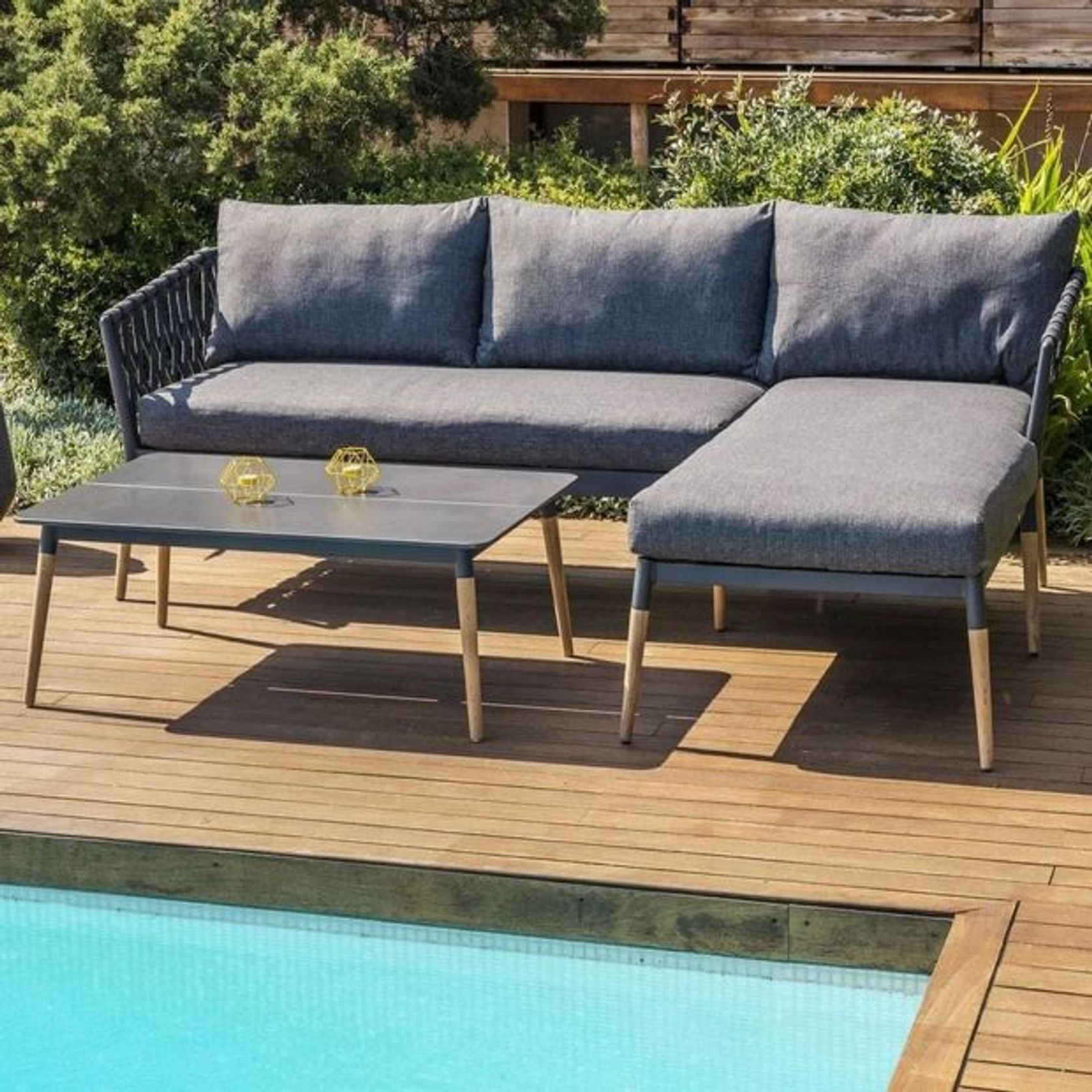 Silas Outdoor Chaise Lounge Set w/ Coffee Table gallery detail image