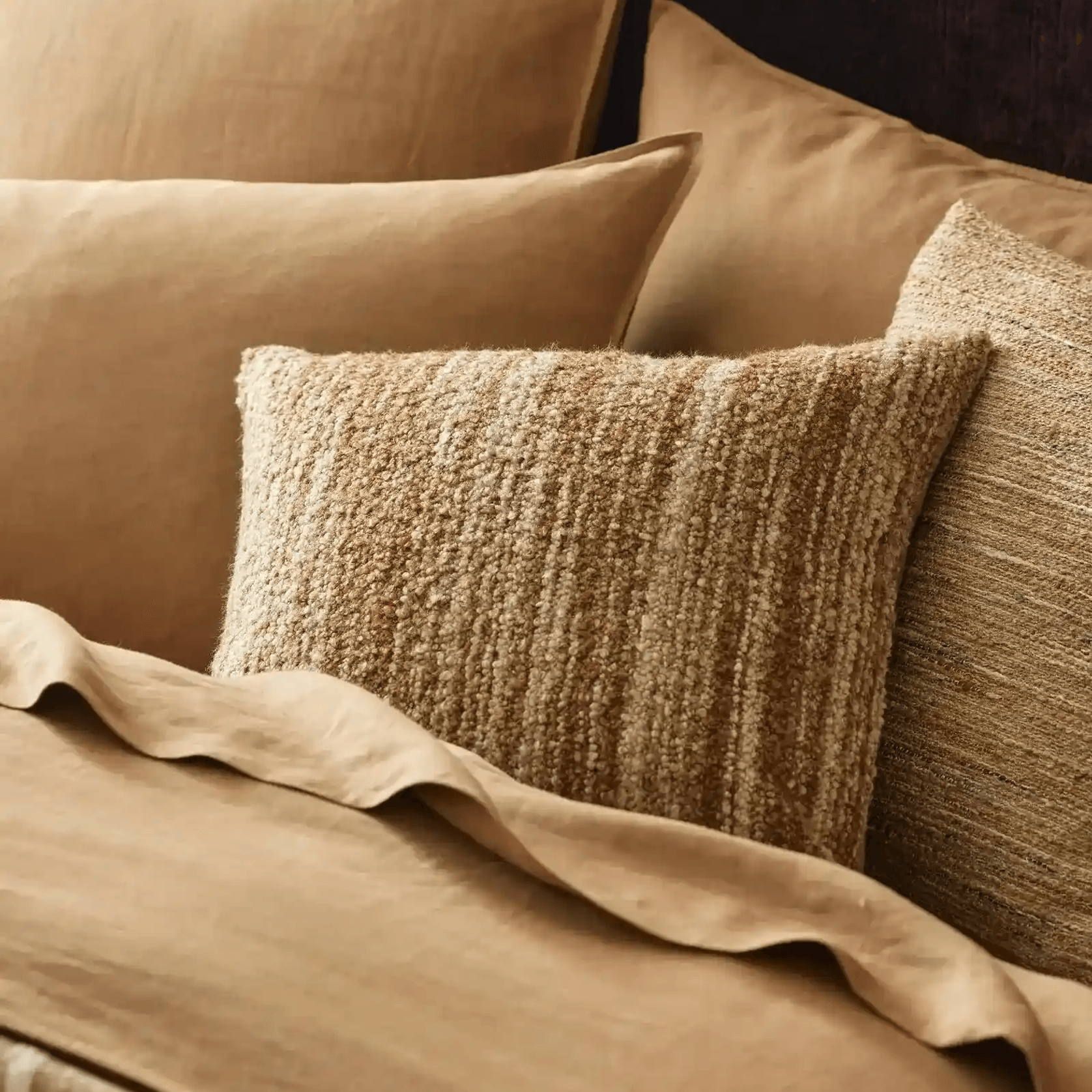 Weave Home Vista Cushion - Natural | Chunky Linen/Wool Blend gallery detail image
