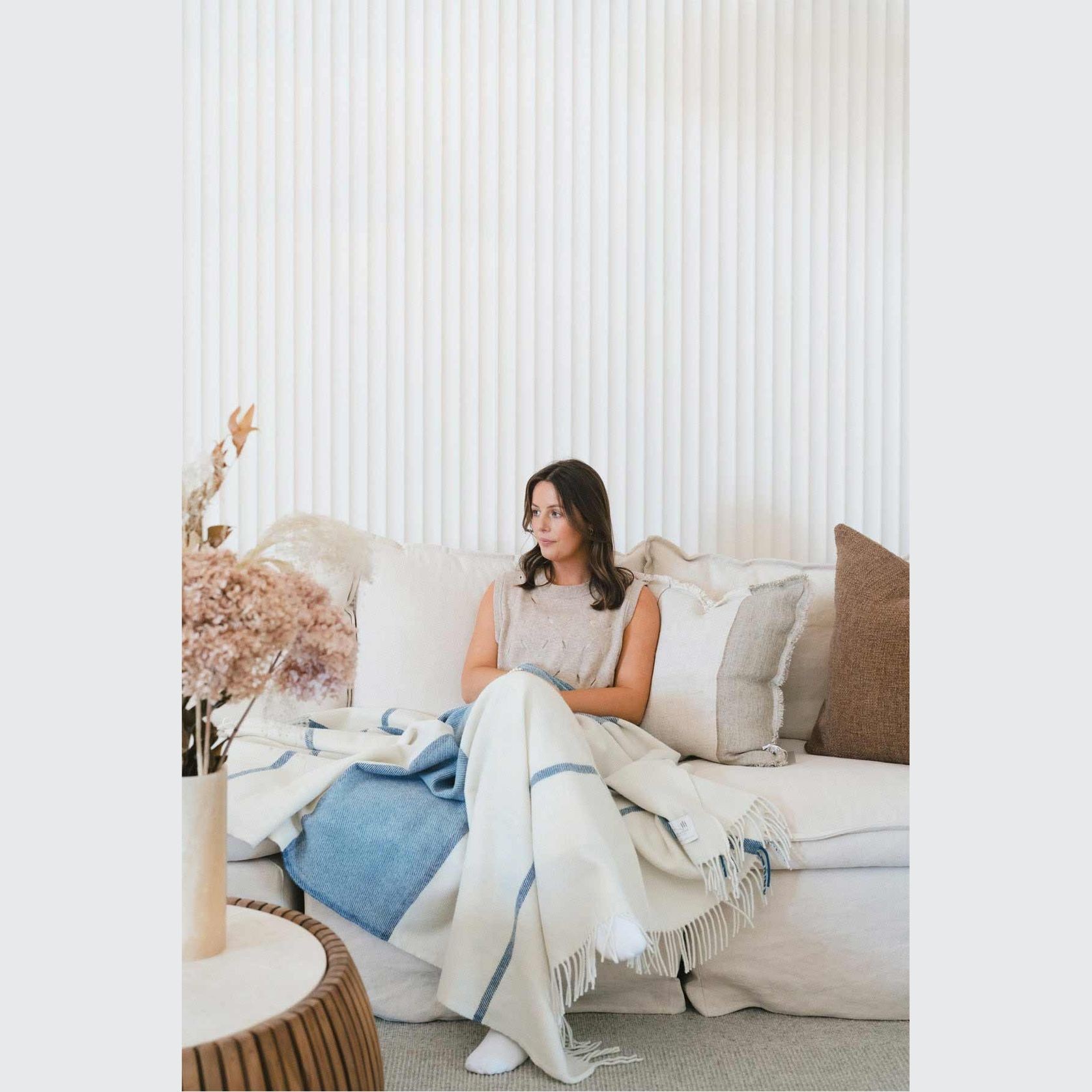 Ruanui Station Lambswool Throw -  Wakarua White gallery detail image