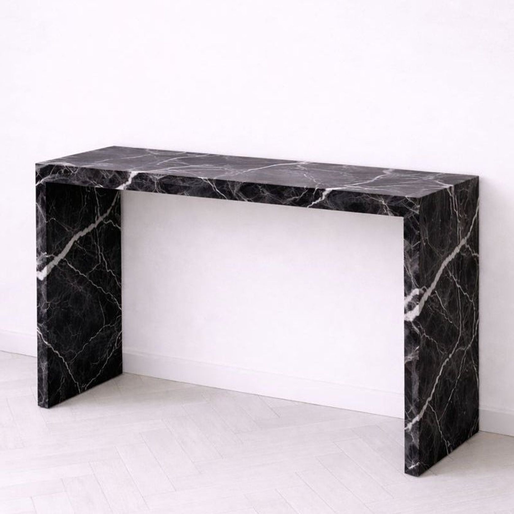 Waterfall Hallway Console - Black Marquina Marble gallery detail image