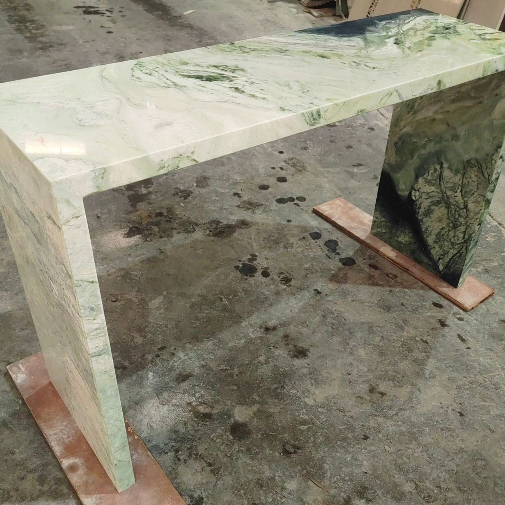 Waterfall Hallway Console - Twill Green Marble gallery detail image