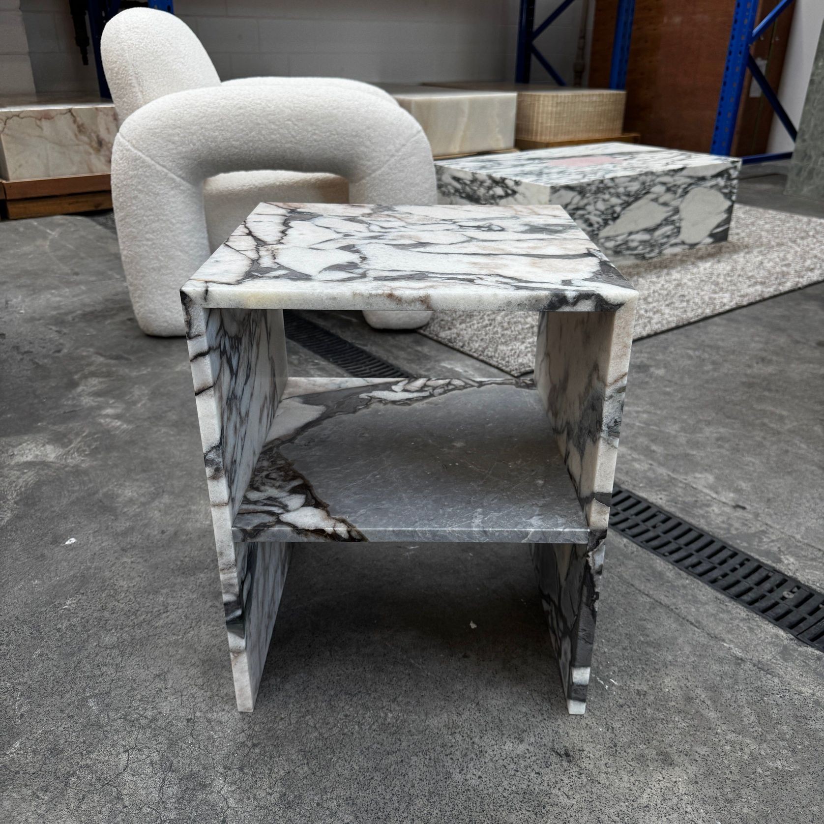 Waterfall Side Table - Milky Blue Marble gallery detail image
