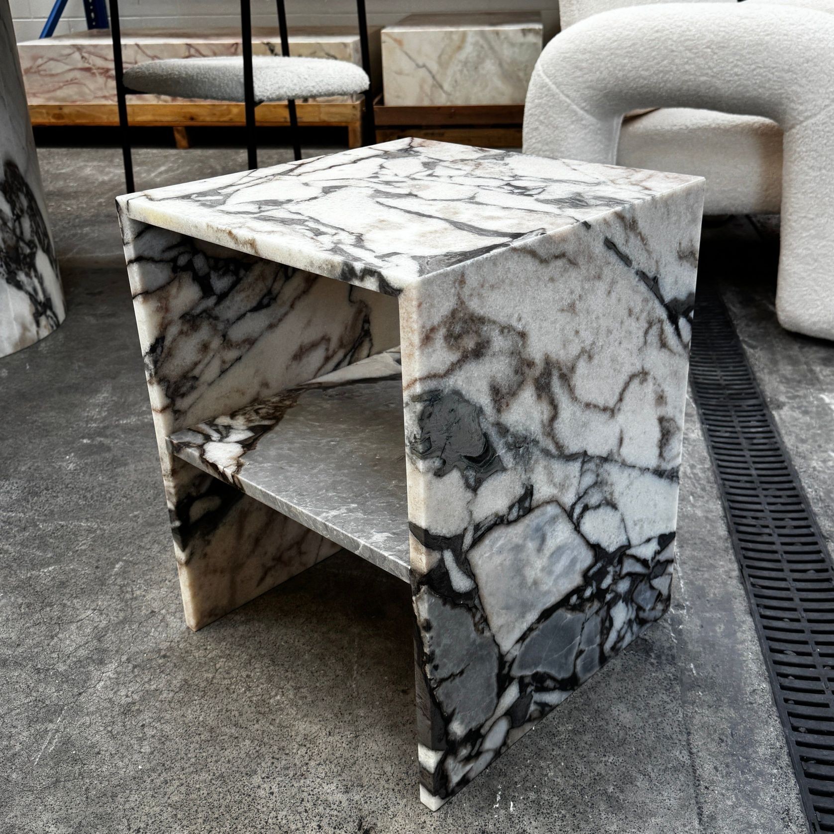 Waterfall Side Table - Milky Blue Marble gallery detail image