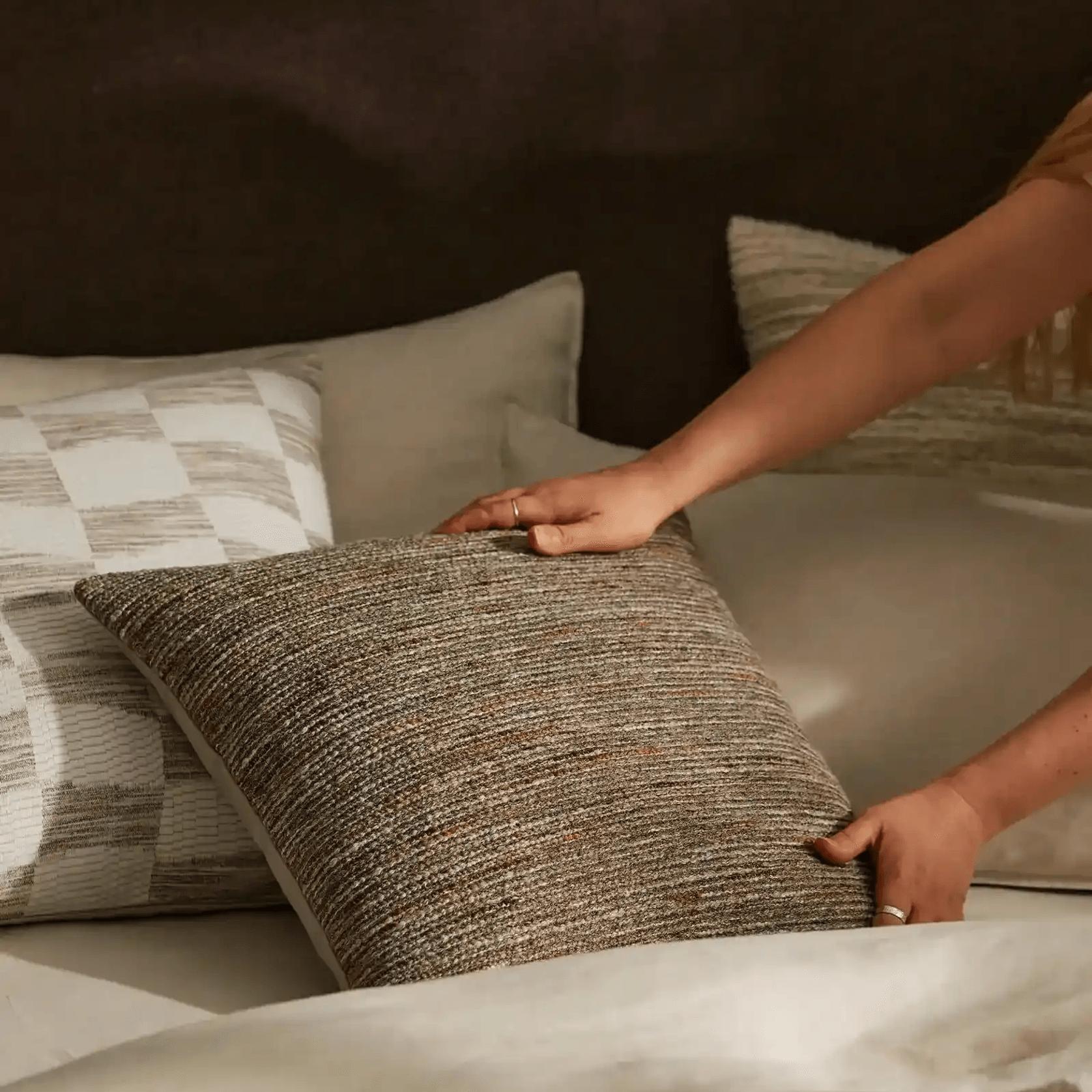 Weave Home Vista Cushion - Natural | Chunky Linen/Wool Blend gallery detail image