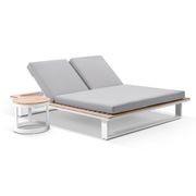 Balmoral White Double Sunlounge & Side Table - Grey gallery detail image