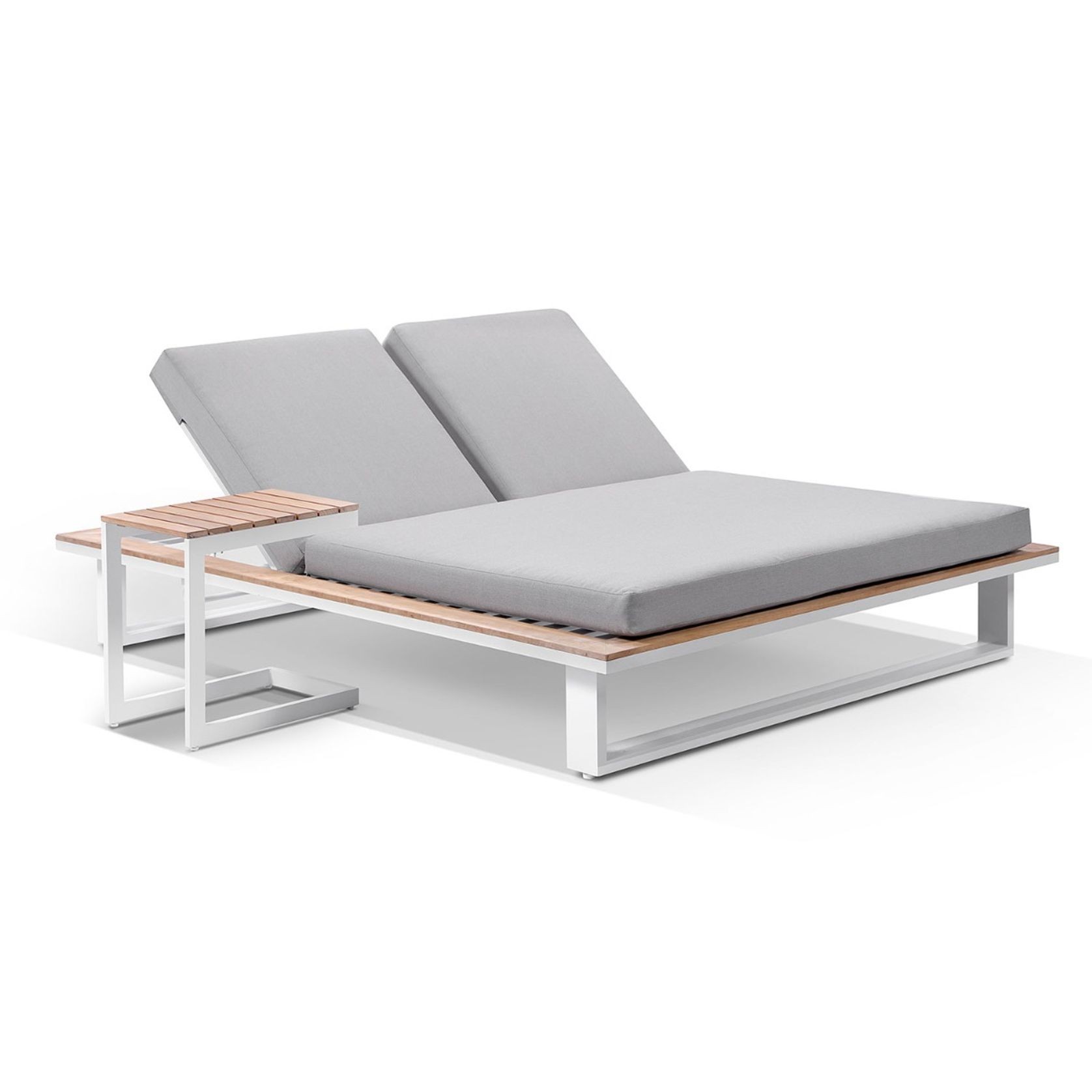 Balmoral White Double Sunlounge & Square Table - Grey gallery detail image