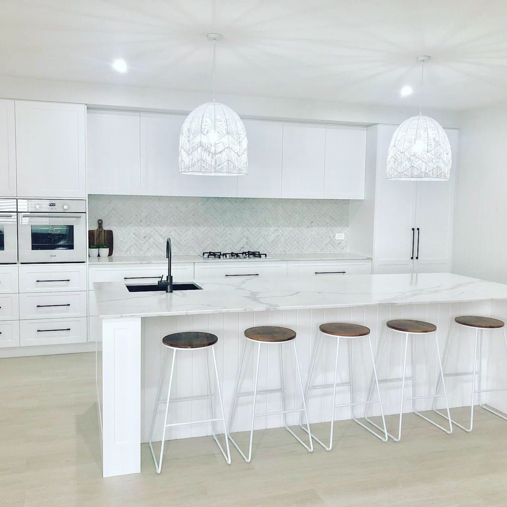 Whitewash Rattan Lace Pendant Light - Amalfi - 2 Sizes gallery detail image