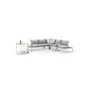 Nova White Aluminium Lounge with Bar Cart & Side Table gallery detail image