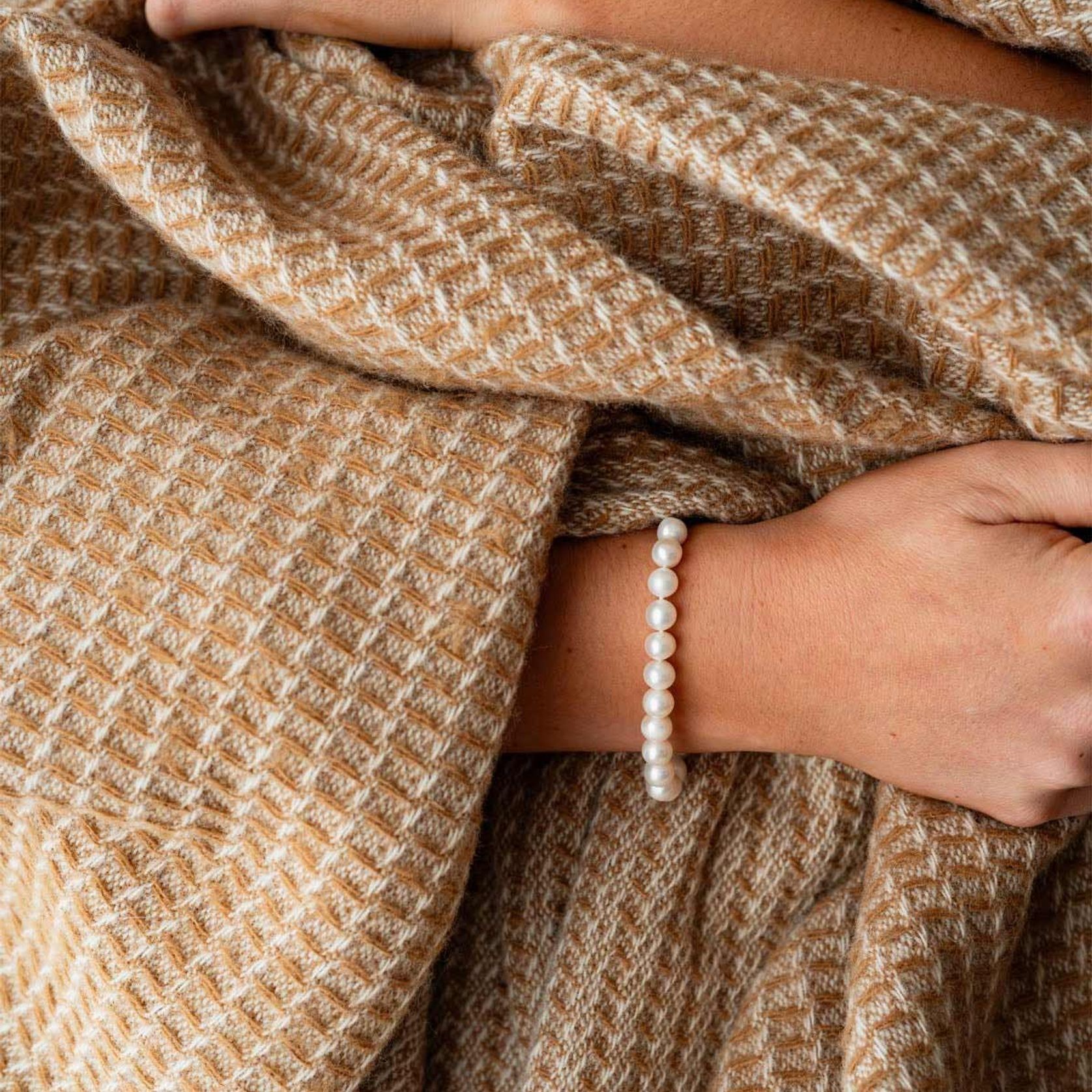 Ruanui Station Lambswool Waffle Throw - Winiata Wheat gallery detail image