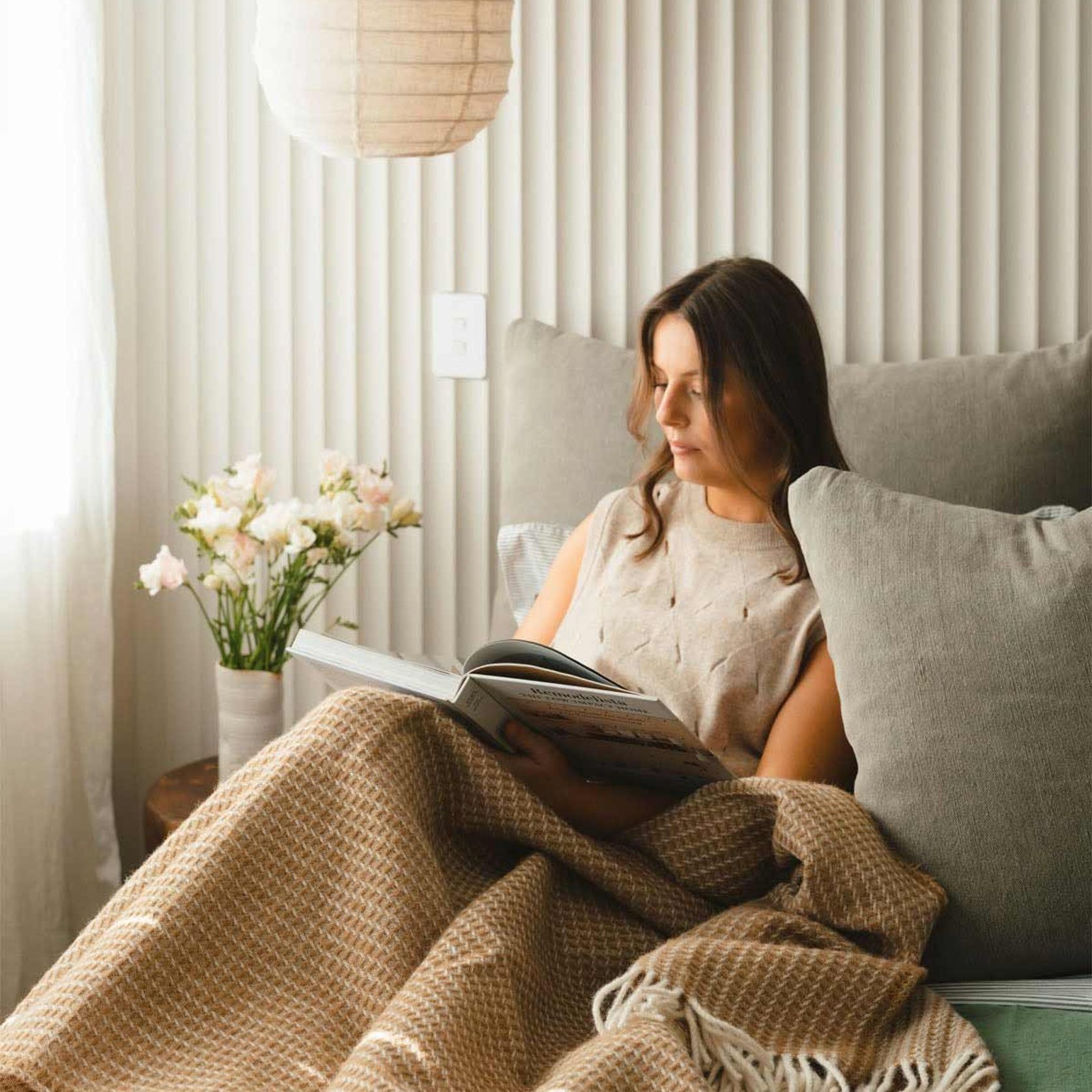 Ruanui Station Lambswool Waffle Throw - Winiata Wheat gallery detail image