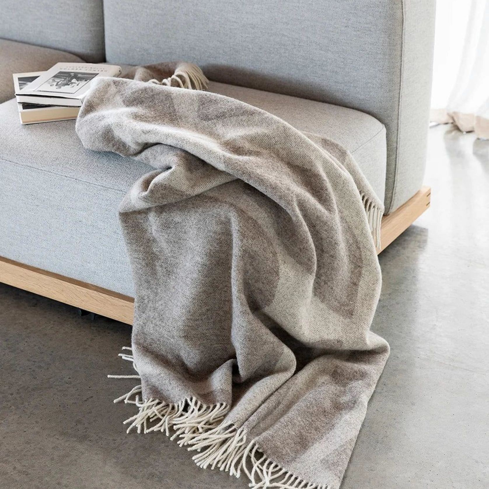 Baya Flagstone Throw Blanket - Fawn | 100% NZ Wool gallery detail image