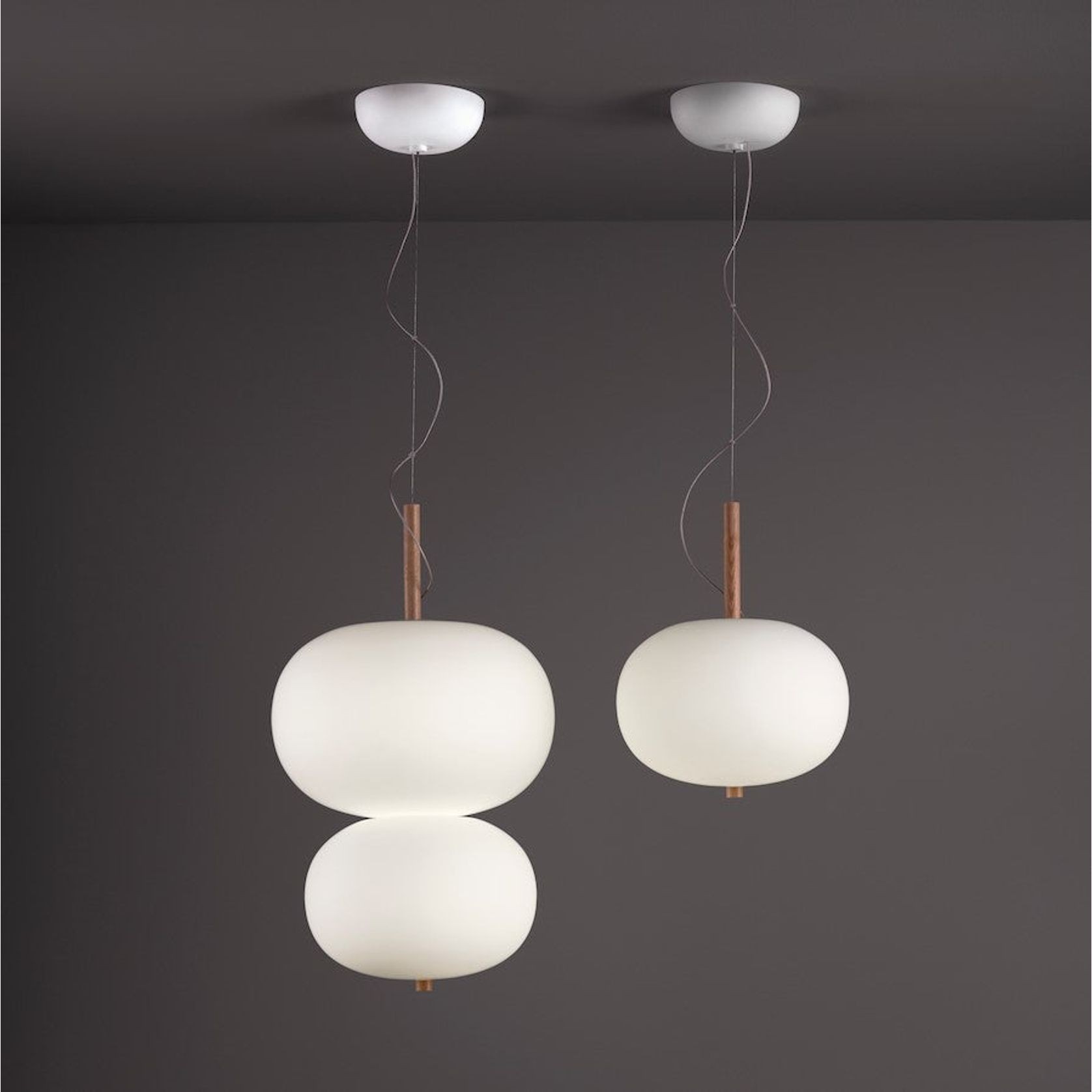 Luna LED Glass Pendant - Large in Ash gallery detail image