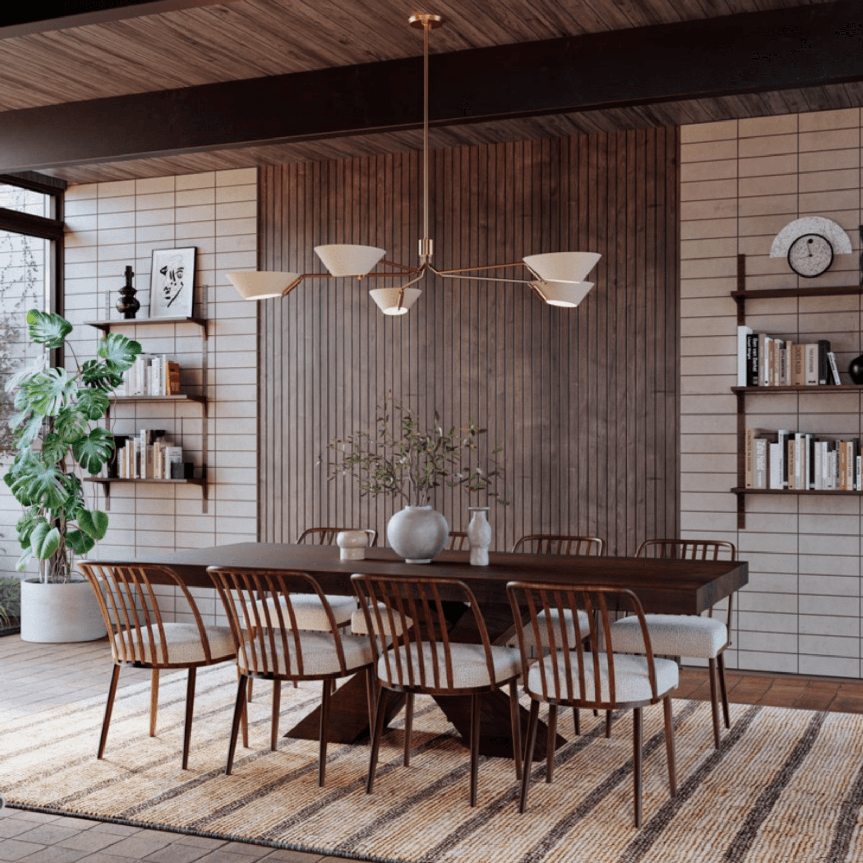 Herman 5 Light Chandelier in Patina Brass & Soft Sand gallery detail image