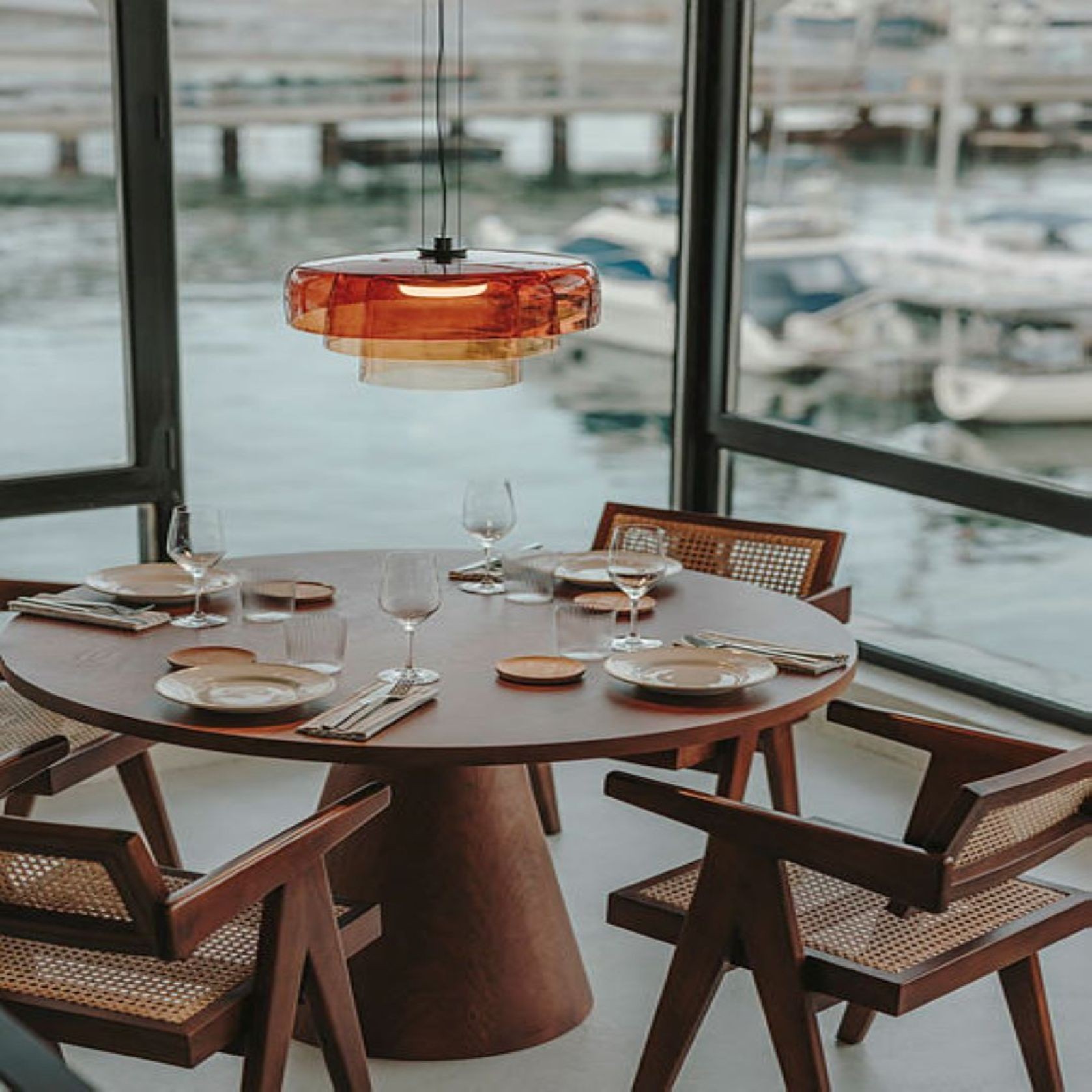 Lark 3 Shade Pendant - 42 cm in Amber gallery detail image