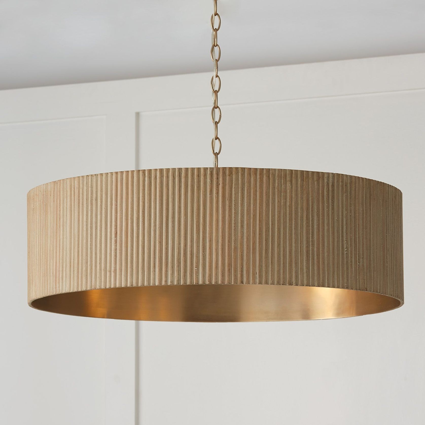 Cody 4 Light Pendant in White Wash & Matte Brass gallery detail image
