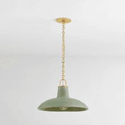 Potter 1 Light Pendant In Aged Brass & Ceramic Moss Crackle gallery detail image