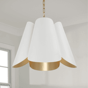 Botanical 4 Light Pendant in Matte Brass & White gallery detail image