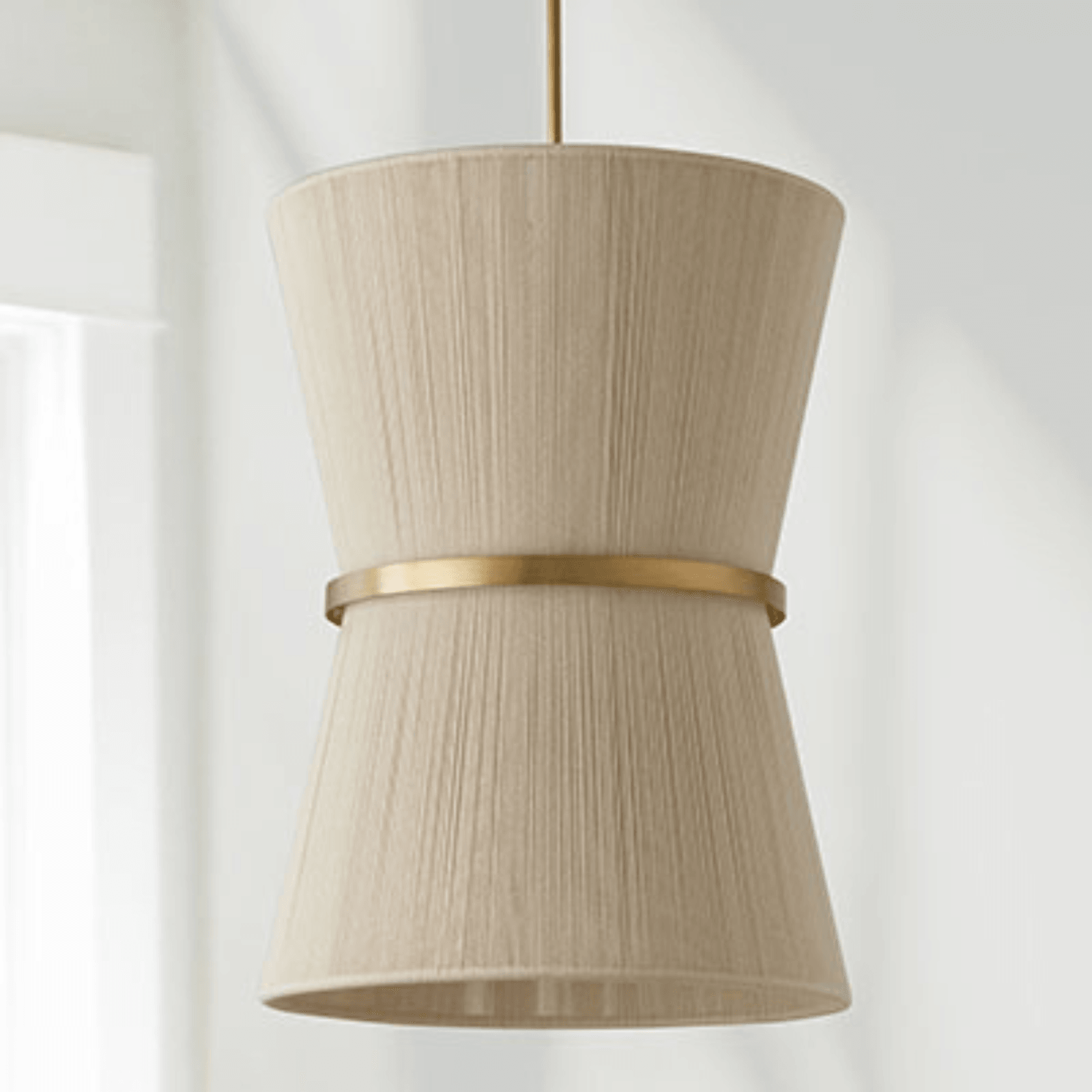 Fisher 6 Light Lantern in Brass & Bleached Rope gallery detail image