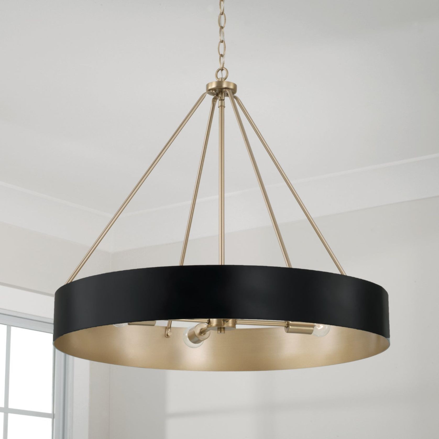 Swell 4 Light Chandelier in Matte Brass & Black gallery detail image