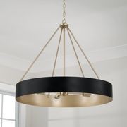Swell 4 Light Chandelier in Matte Brass & Black gallery detail image