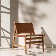 Zadie Tan Leather and Teak Chair gallery detail image