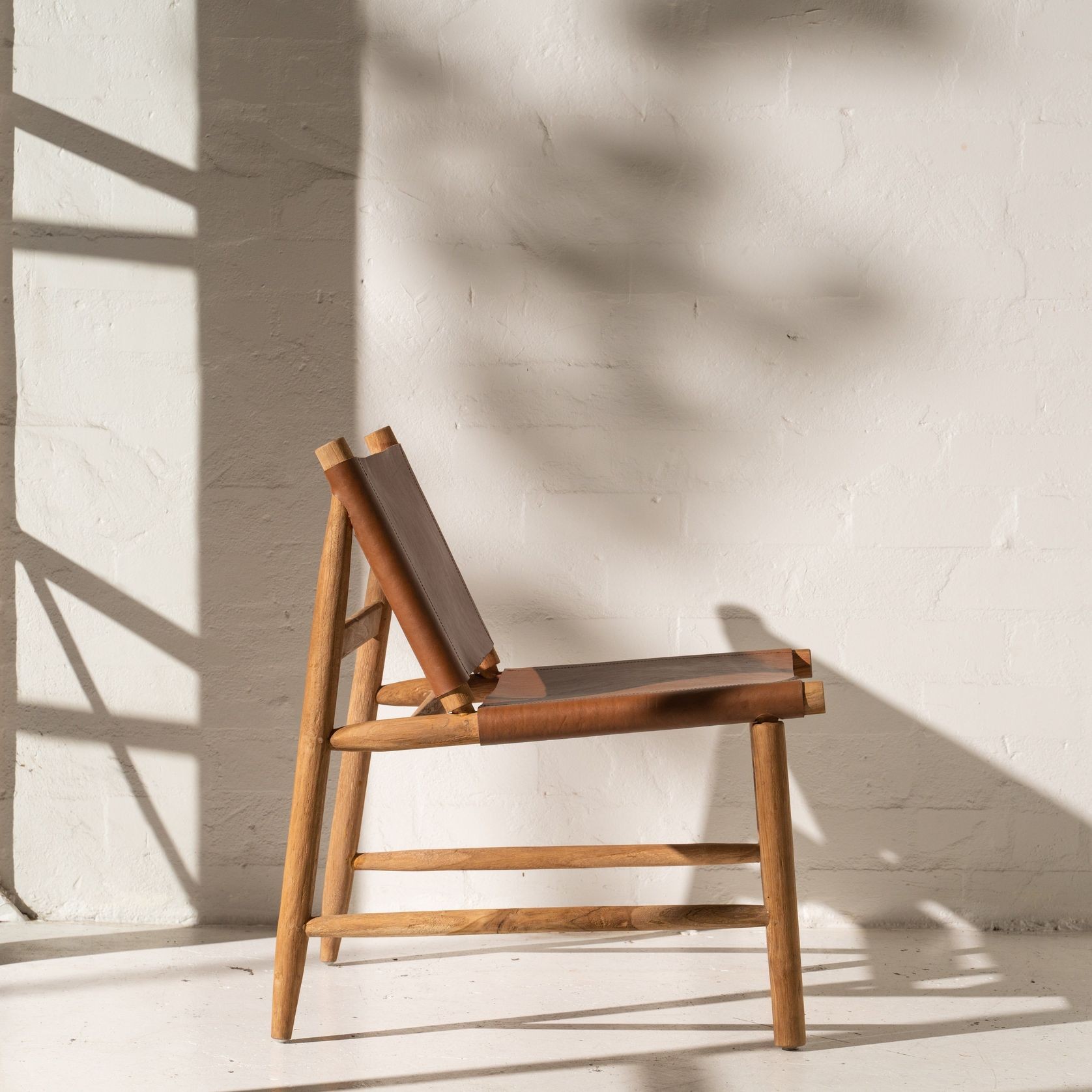 Zadie Tan Leather and Teak Chair gallery detail image