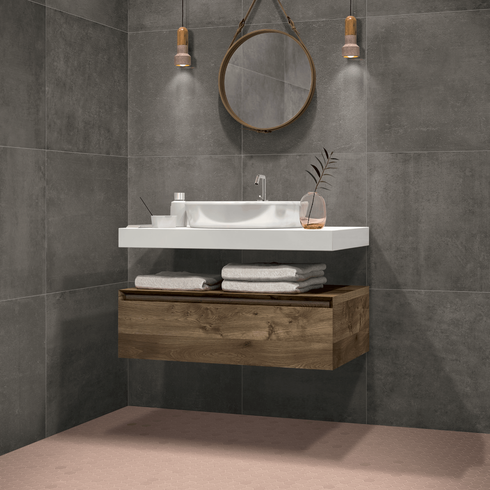 Beton Still Hex Mosaic Tiles gallery detail image