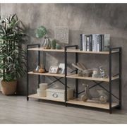 Axel 2PCE Shelving Unit Short | Black Steel & Natural gallery detail image