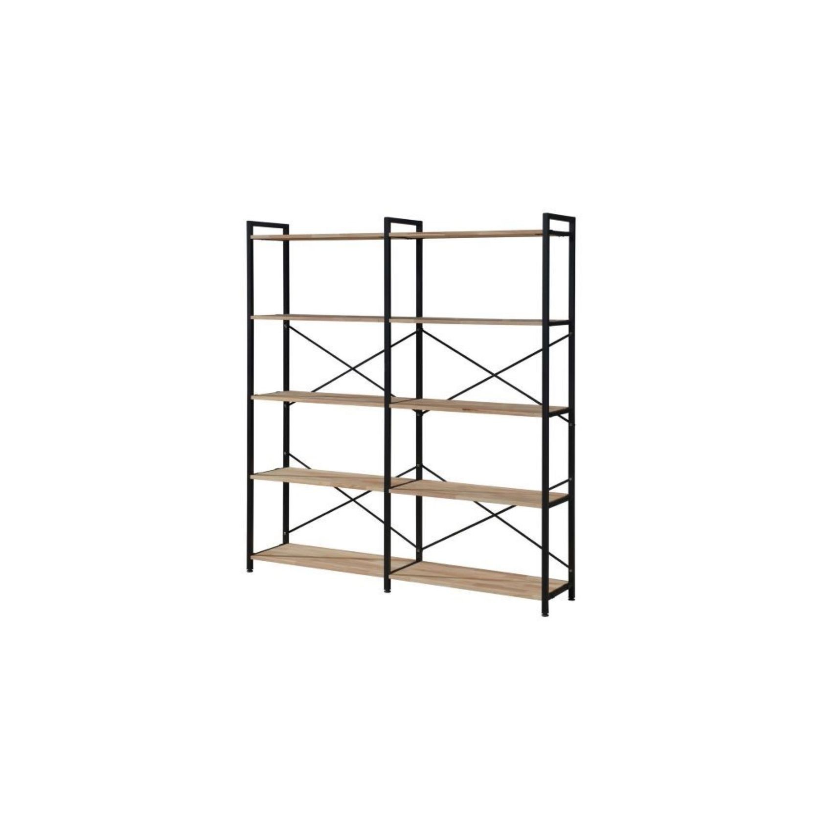 Axel 2PCE Shelving Unit Tall | Black Steel & Natural gallery detail image