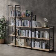 Axel 3PCE Shelving Unit Step | Black Steel & Natural gallery detail image
