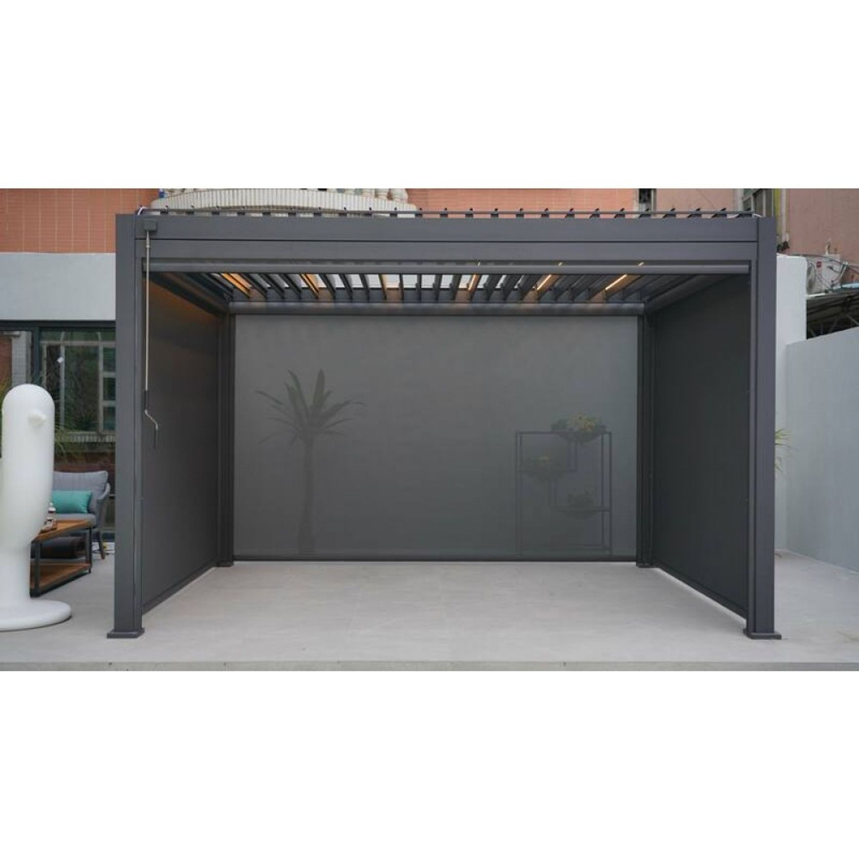 Louvred Roof Manual Curtain Blind 400 L x 250 H cm gallery detail image