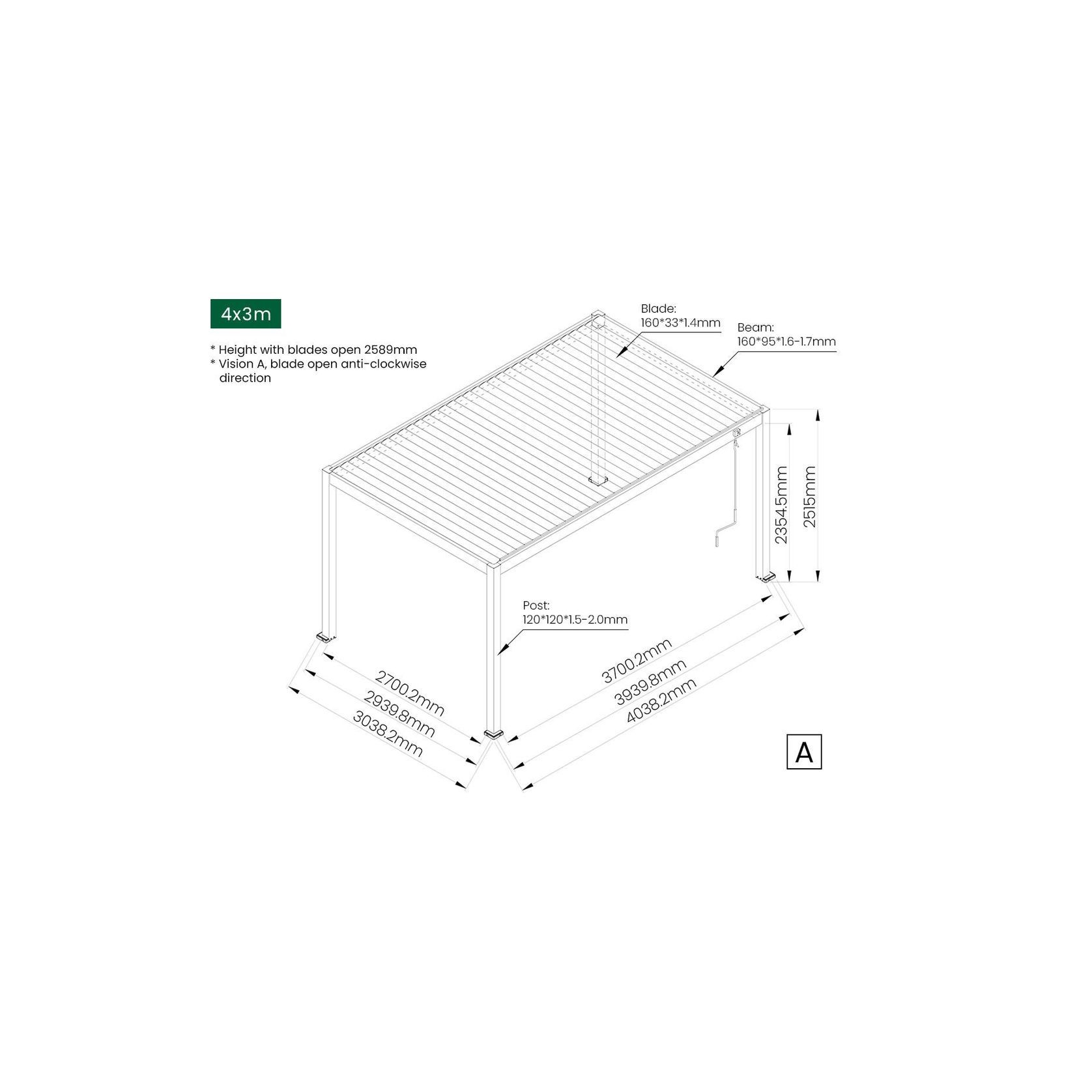 Atlantic Manual Freestanding Louvre Roof gallery detail image