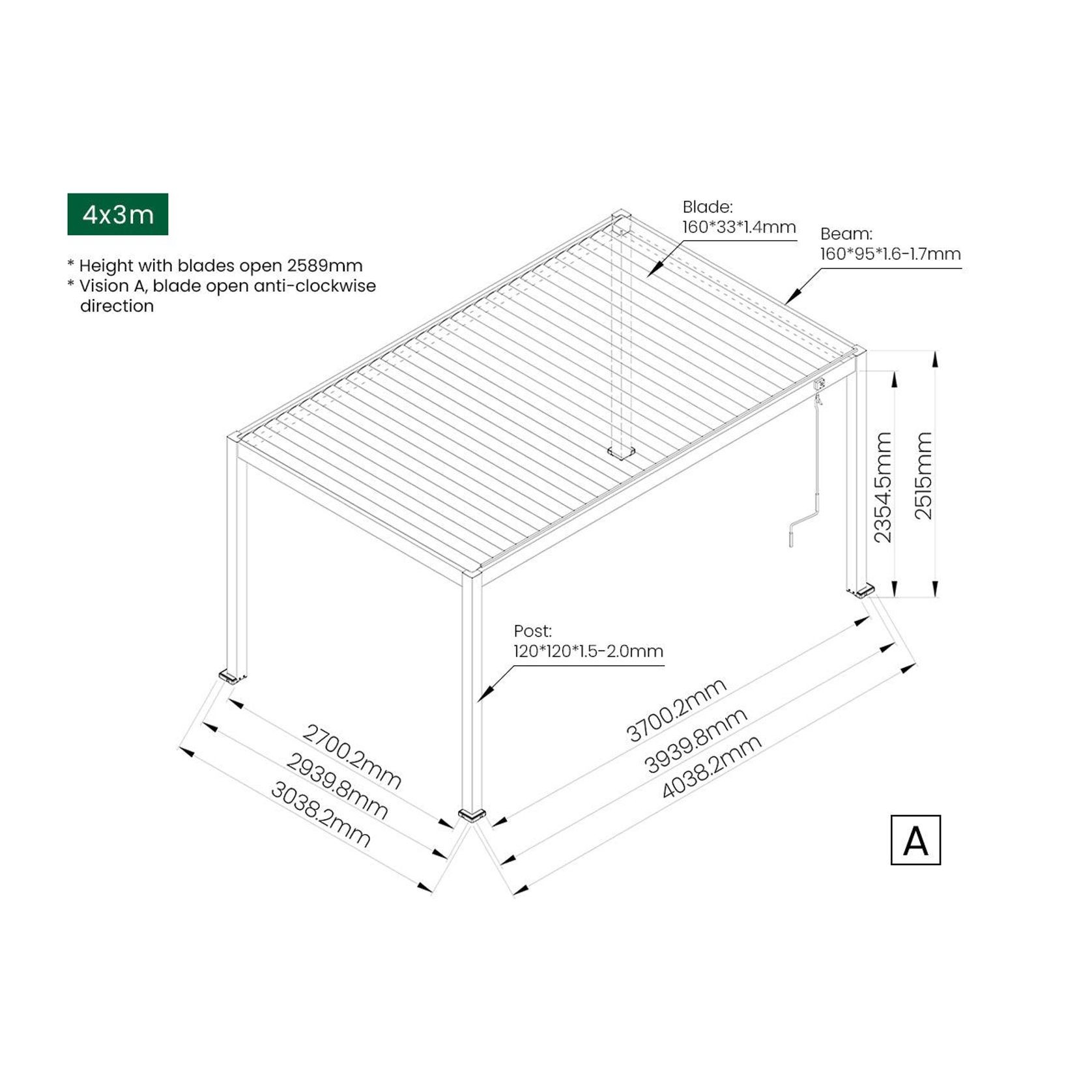 Atlantic Manual Freestanding Louvre Roof gallery detail image