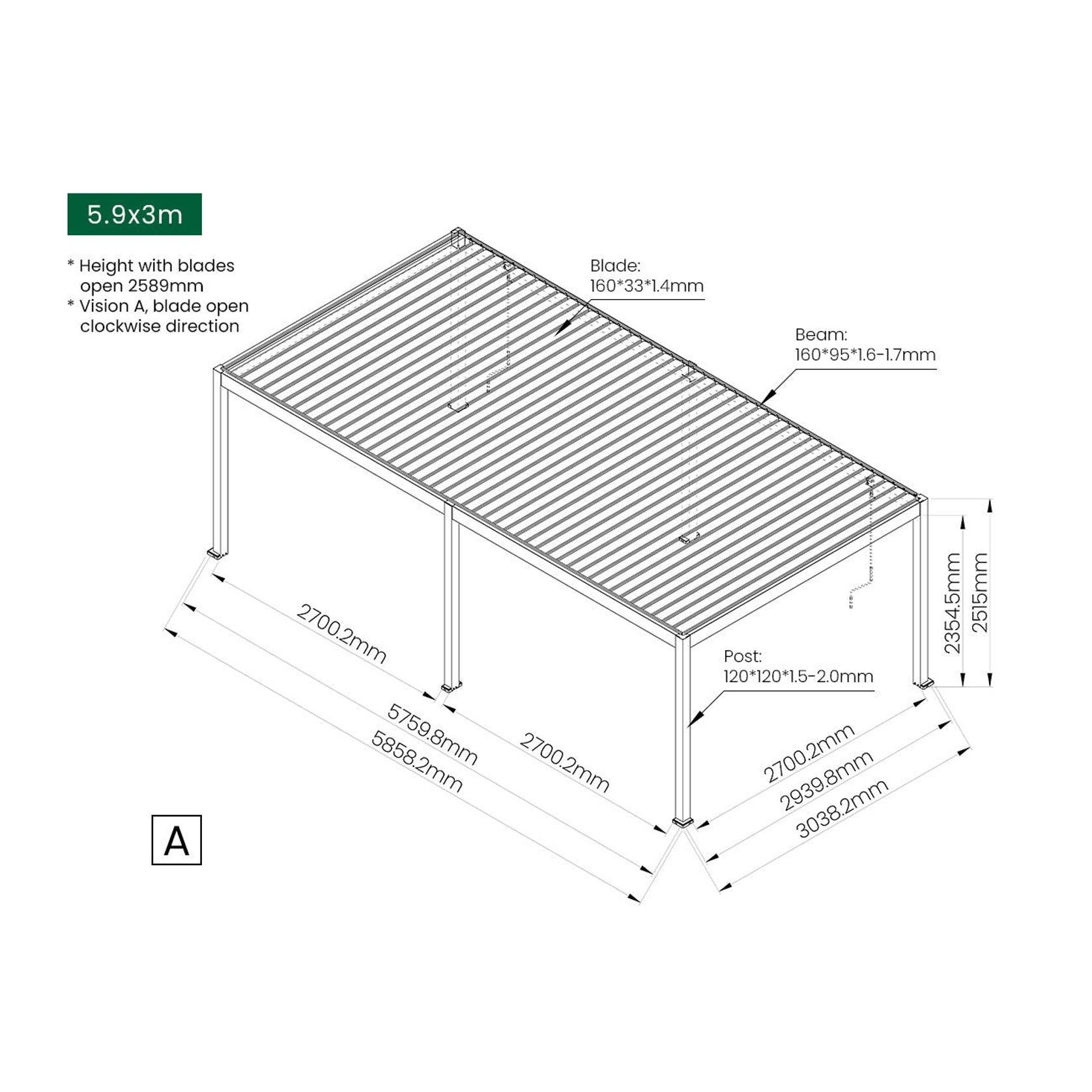 Atlantic Manual Freestanding Louvre Roof gallery detail image
