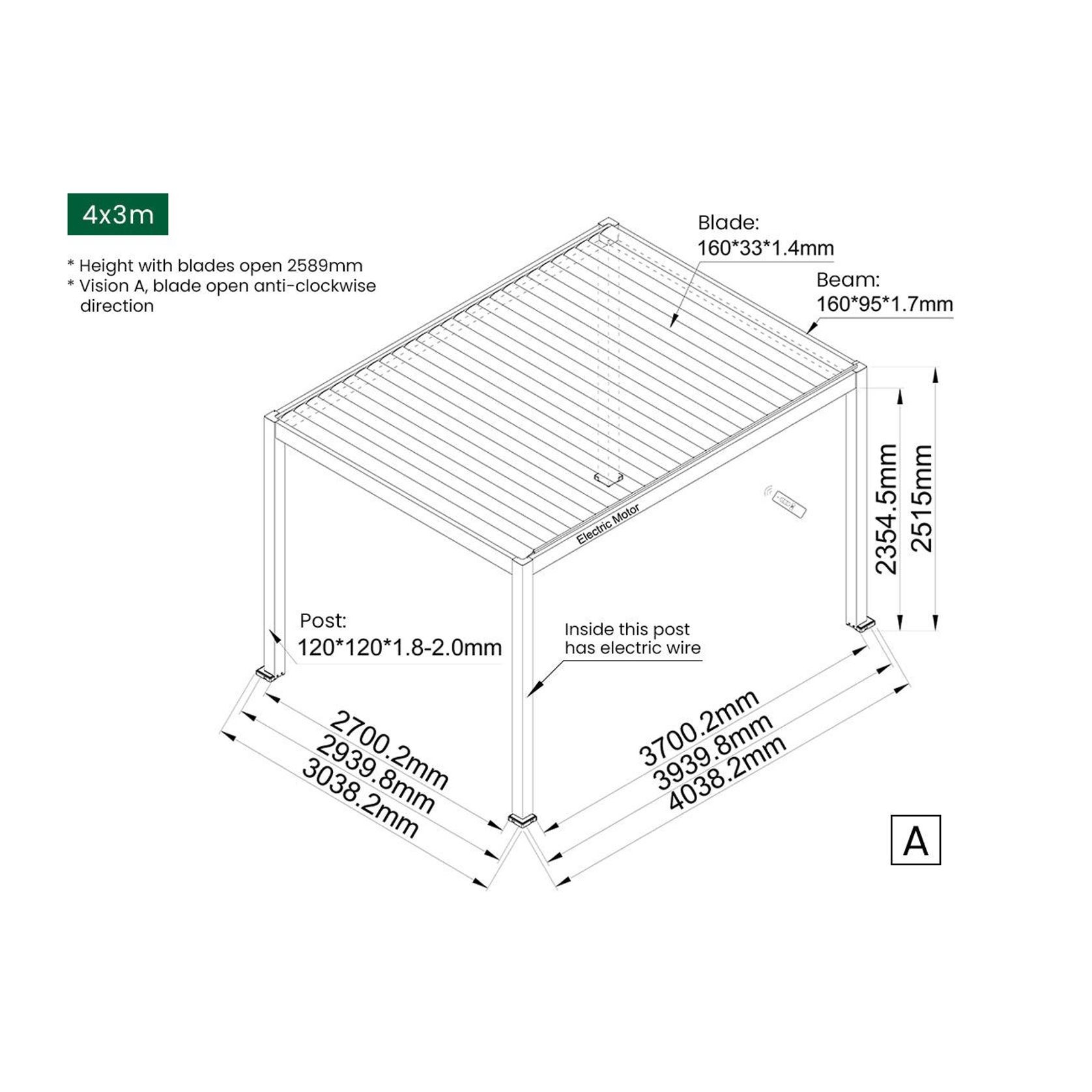 Caspian Motorised Freestanding Louvre Roof Aluminium Pergola gallery detail image