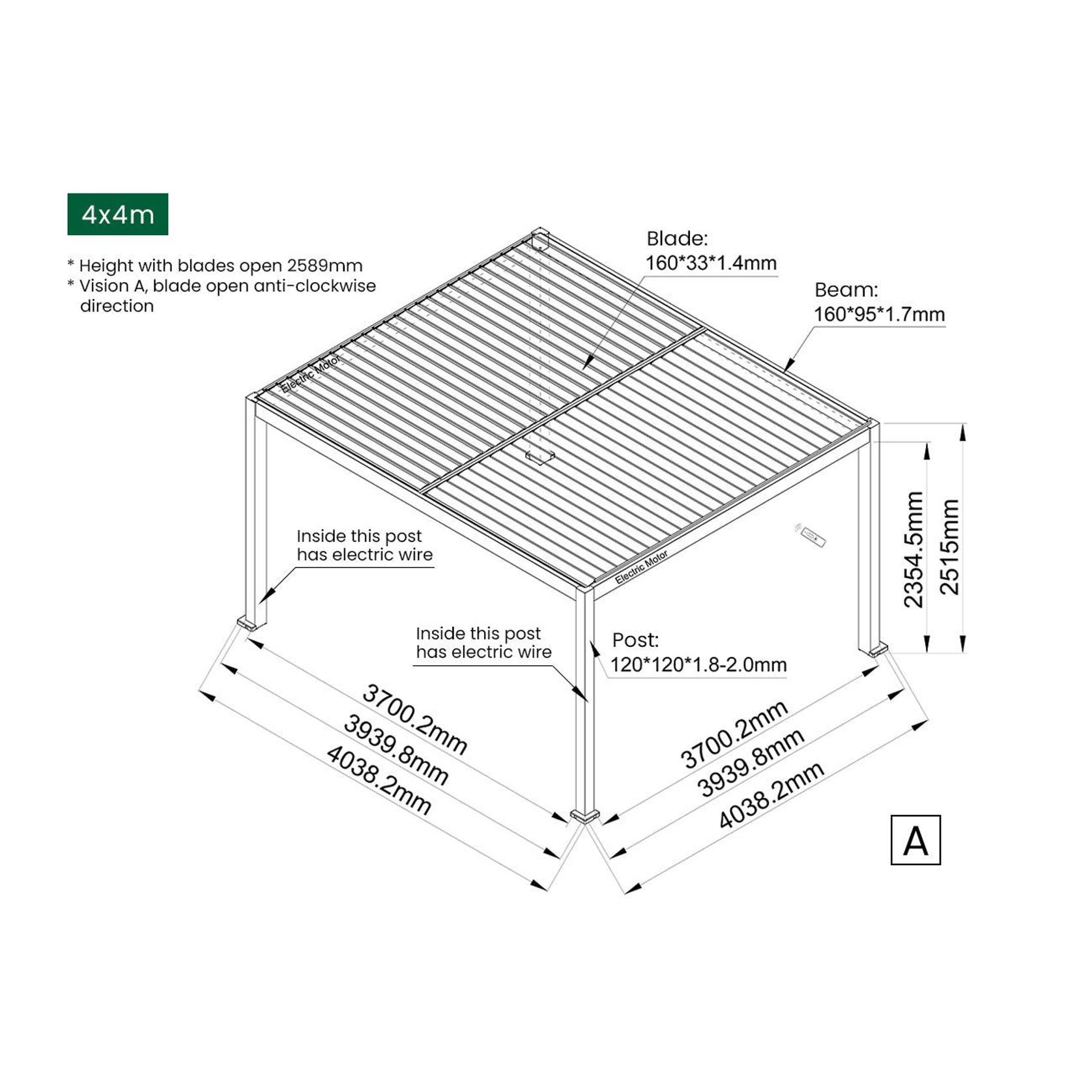 Caspian Motorised Freestanding Louvre Roof Aluminium Pergola gallery detail image