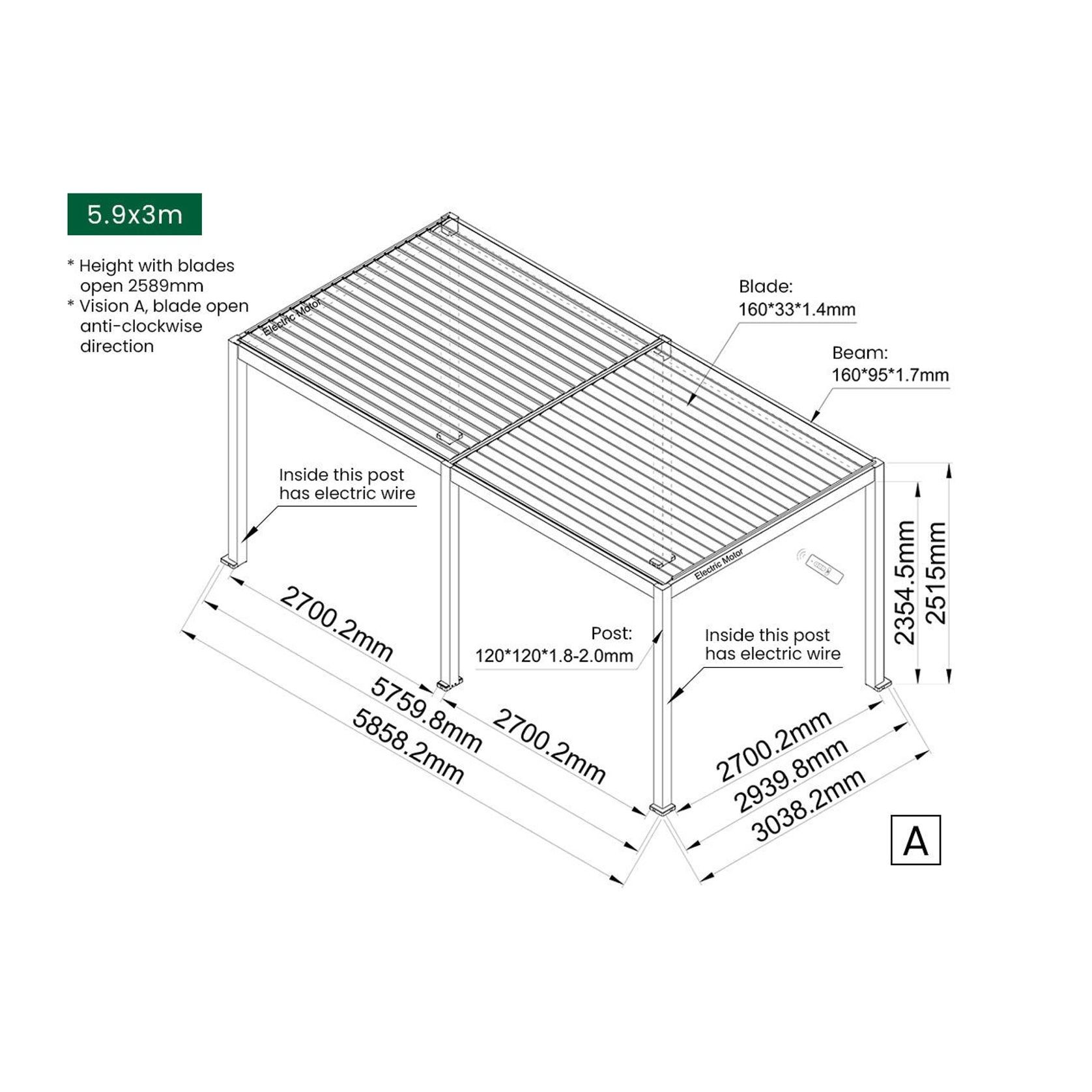 Caspian Motorised Freestanding Louvre Roof Aluminium Pergola gallery detail image