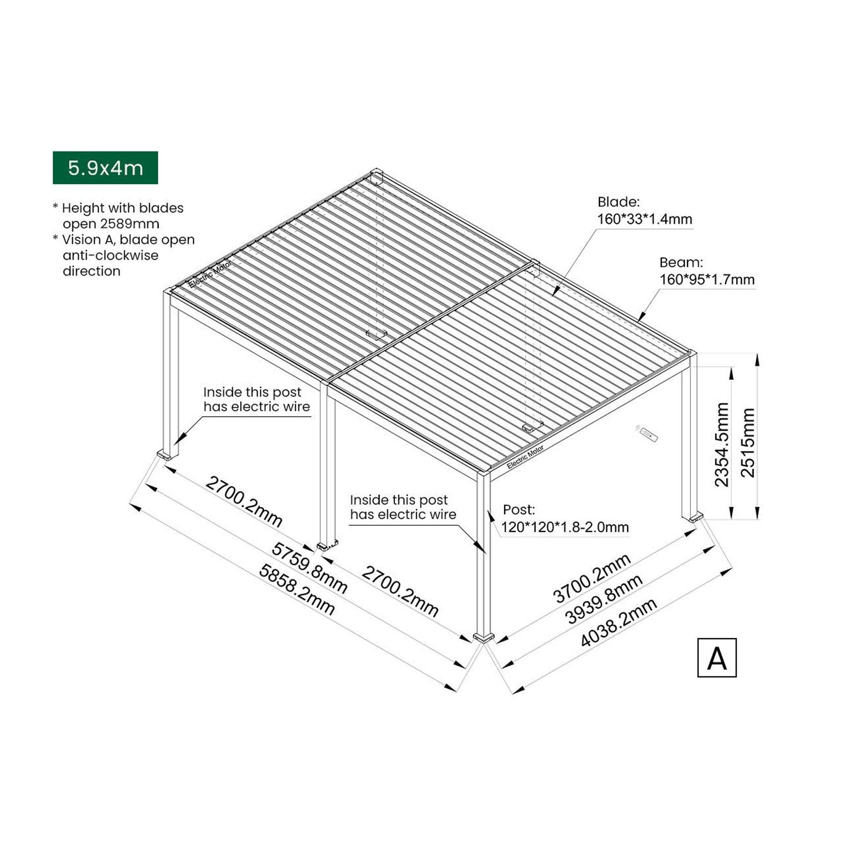 Caspian Motorised Freestanding Louvre Roof Aluminium Pergola gallery detail image