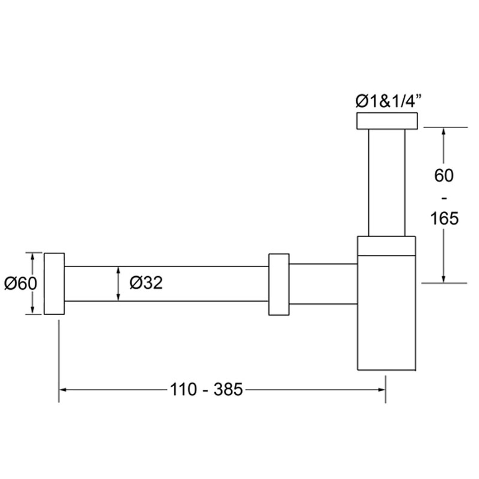 32mm Bottle Trap Chrome (110-385mm reach) gallery detail image