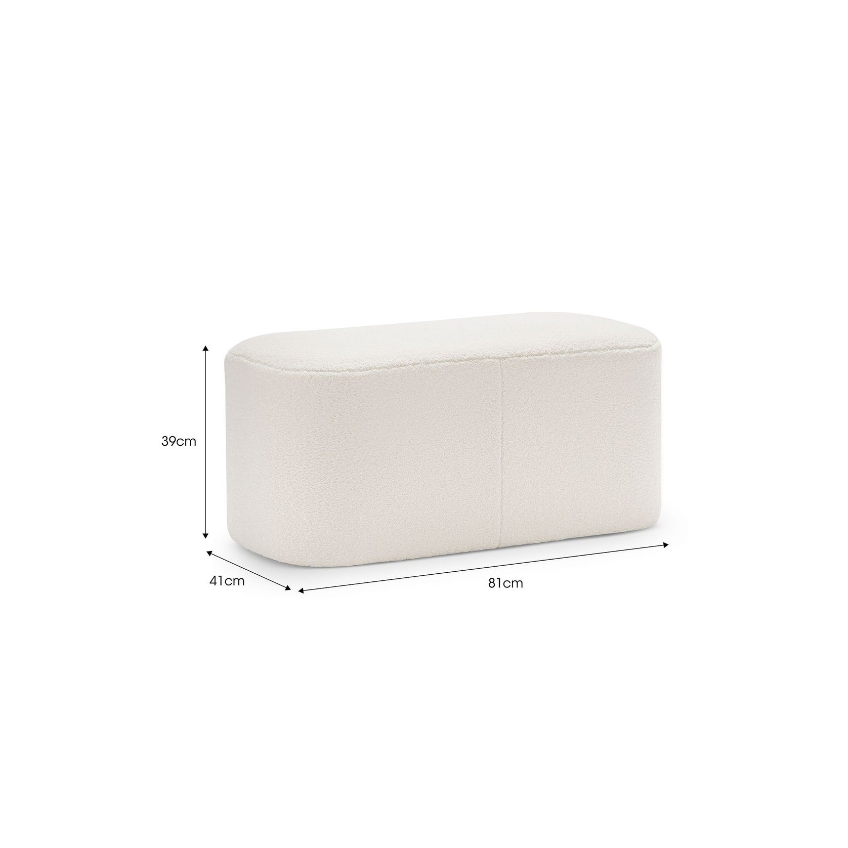 Podd Rectangle Ottoman Bench Stool | Cream Bouclé gallery detail image