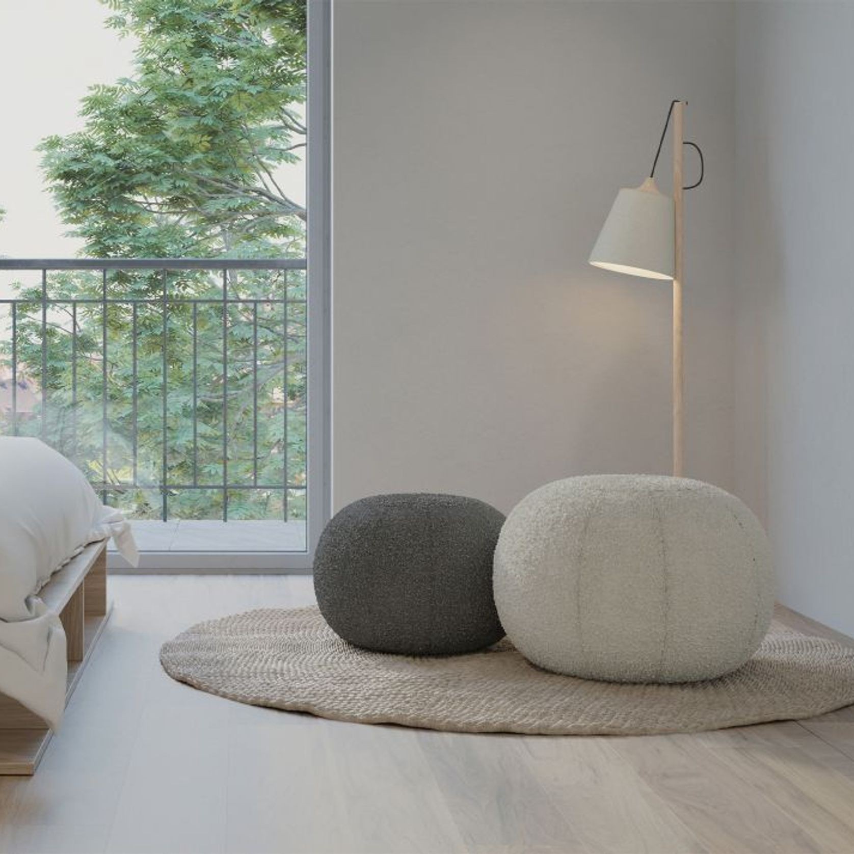 Ronde Pouf in Elephant Boucle - Small gallery detail image