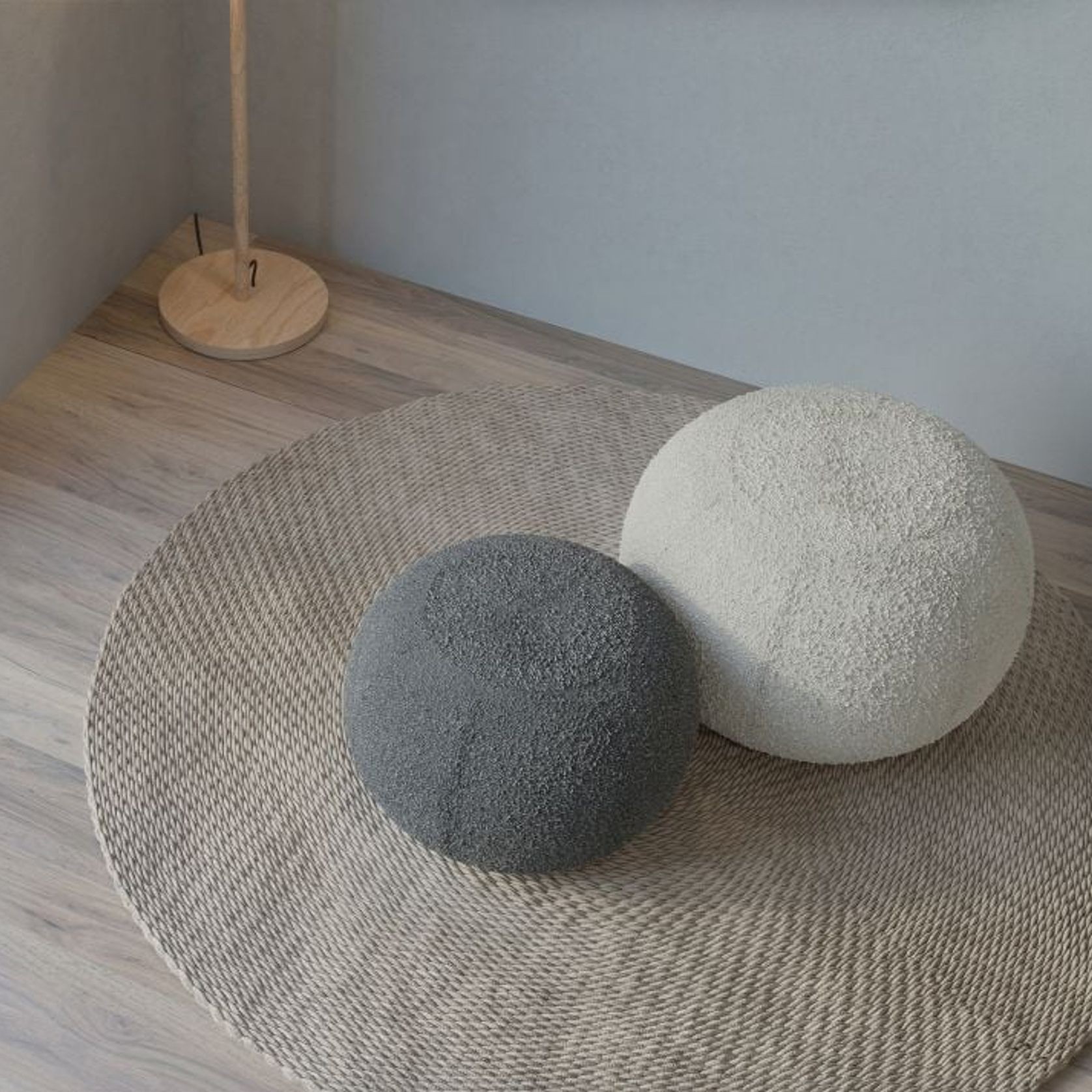 Ronde Pouf in Elephant Boucle - Small gallery detail image