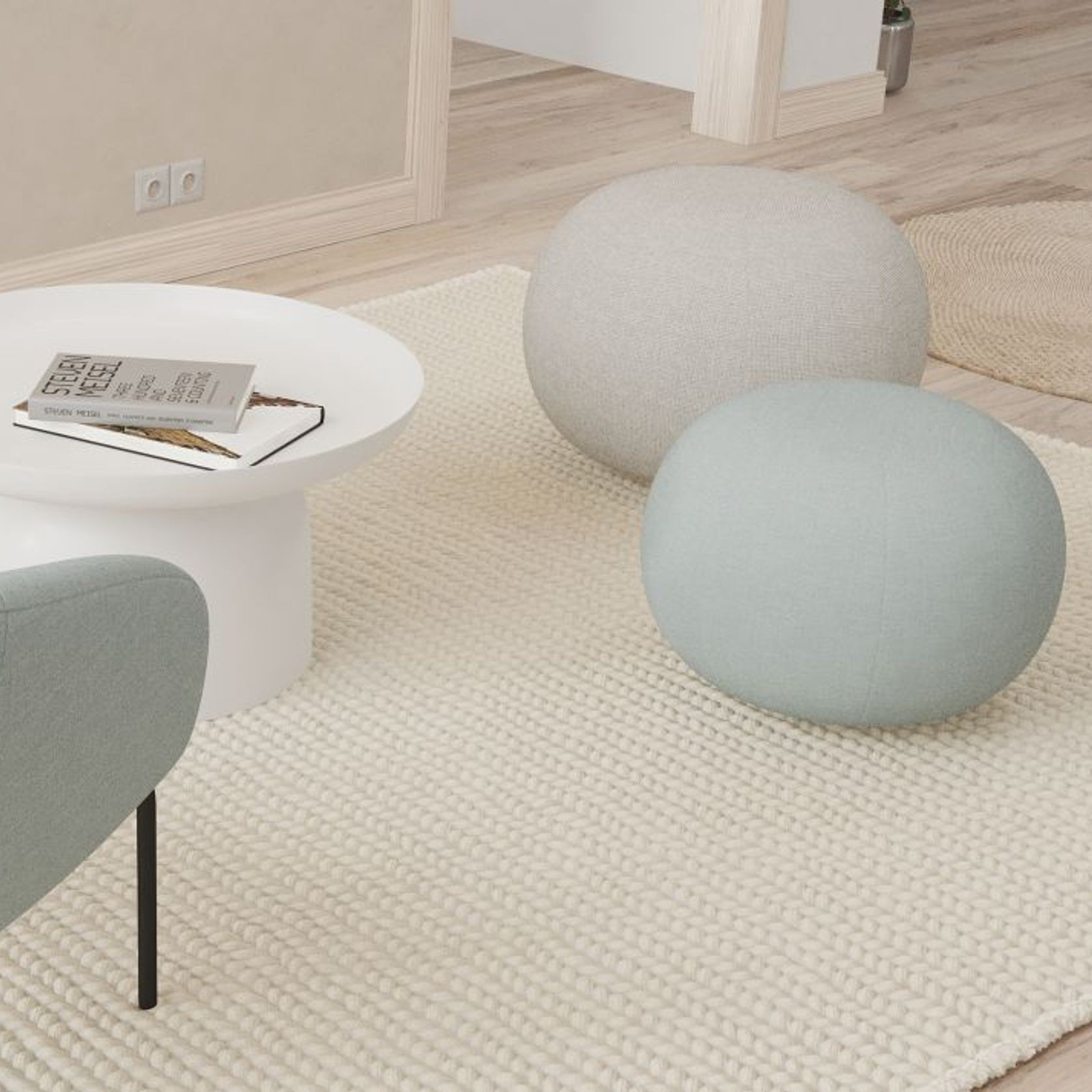 Ronde Pouf in Sky Blue - Small gallery detail image