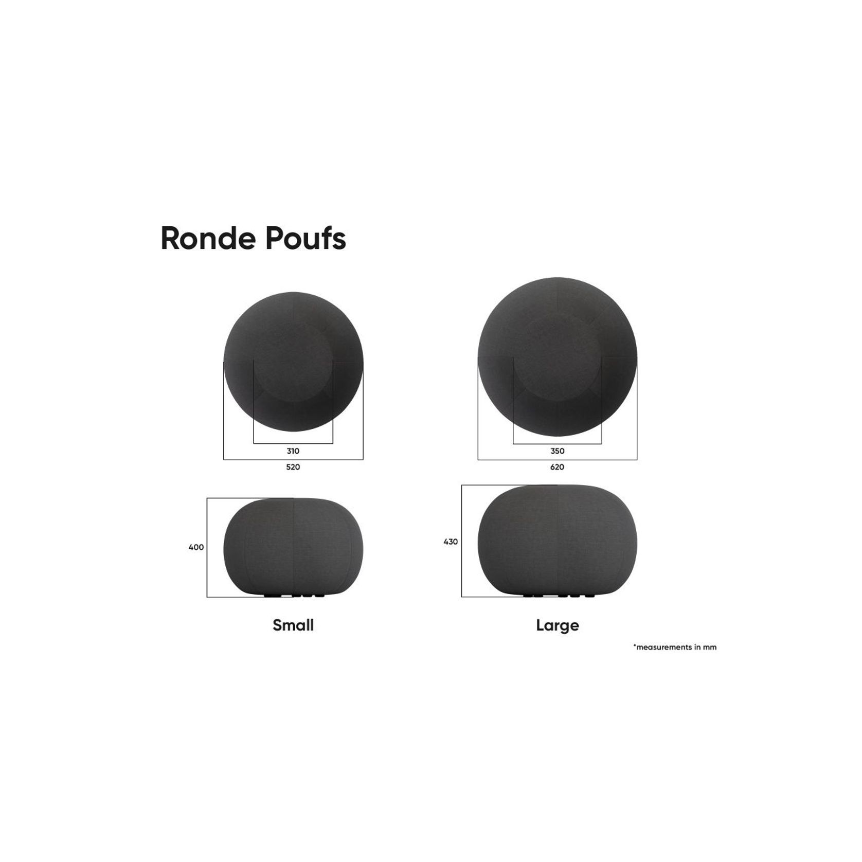 Ronde Pouf in Storm Grey - Small gallery detail image
