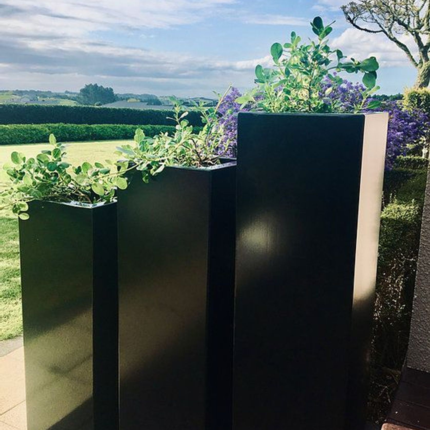 Black Powder Coated Steel Column 300 Planter gallery detail image