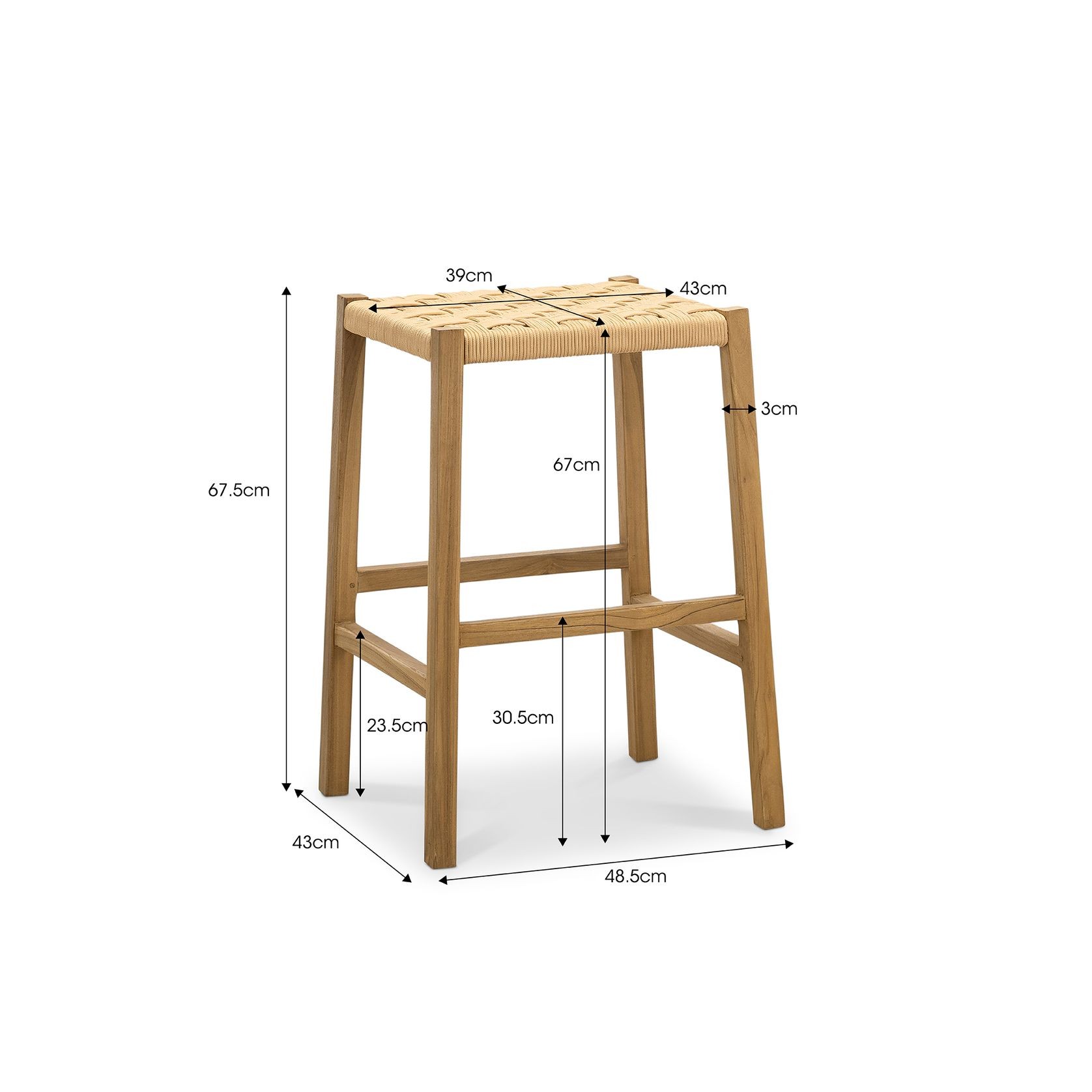 Kyren Woven Rope Barstool, Indoor & Outdoor gallery detail image