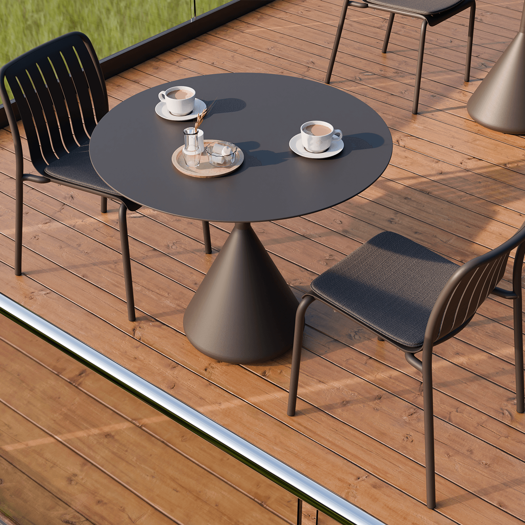 Kora Cafe Table 90cm Dia Aluminium - Outdoor gallery detail image