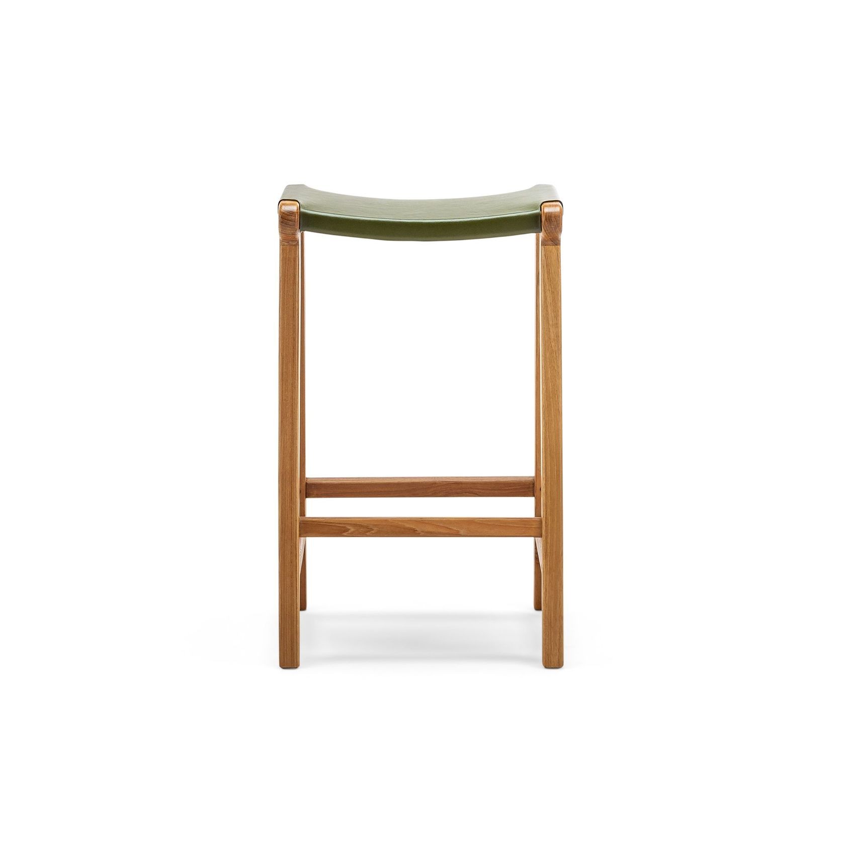 Casey 67cm Flat Leather Barstool | Olive Green gallery detail image