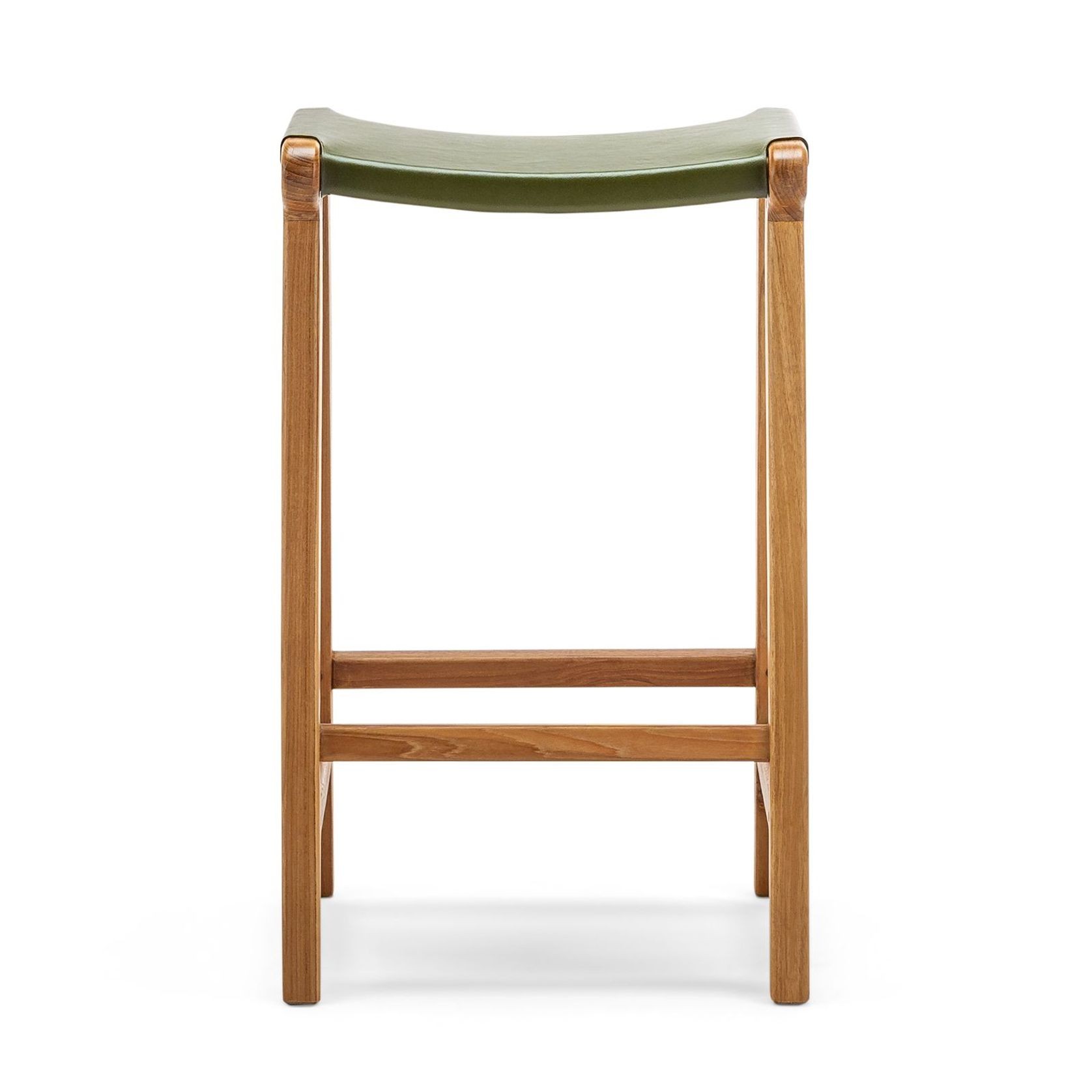 Casey 67cm Flat Leather Barstool | Olive Green gallery detail image